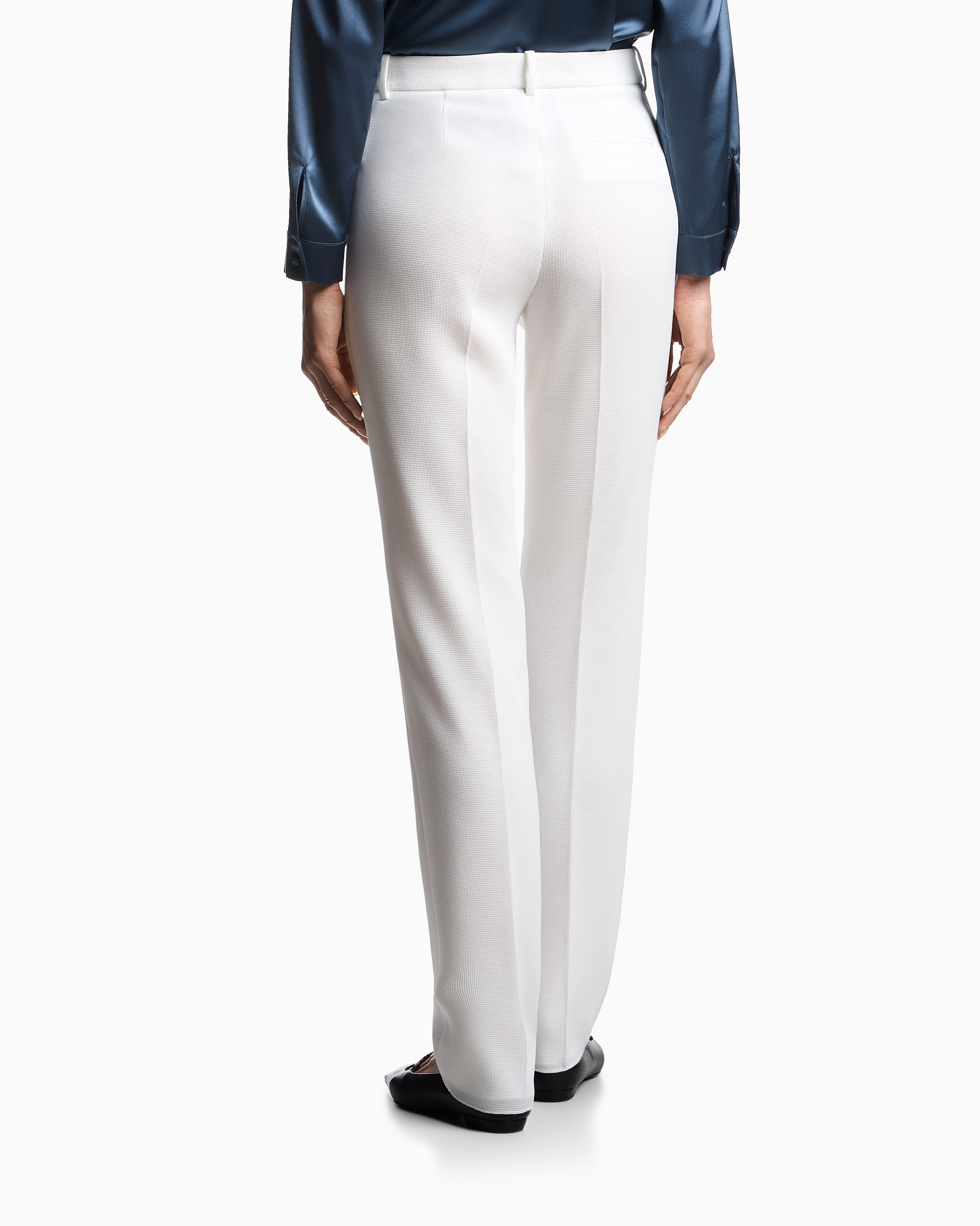 Emporio Armani Asv Waffle Weave Technical Fabric Trousers