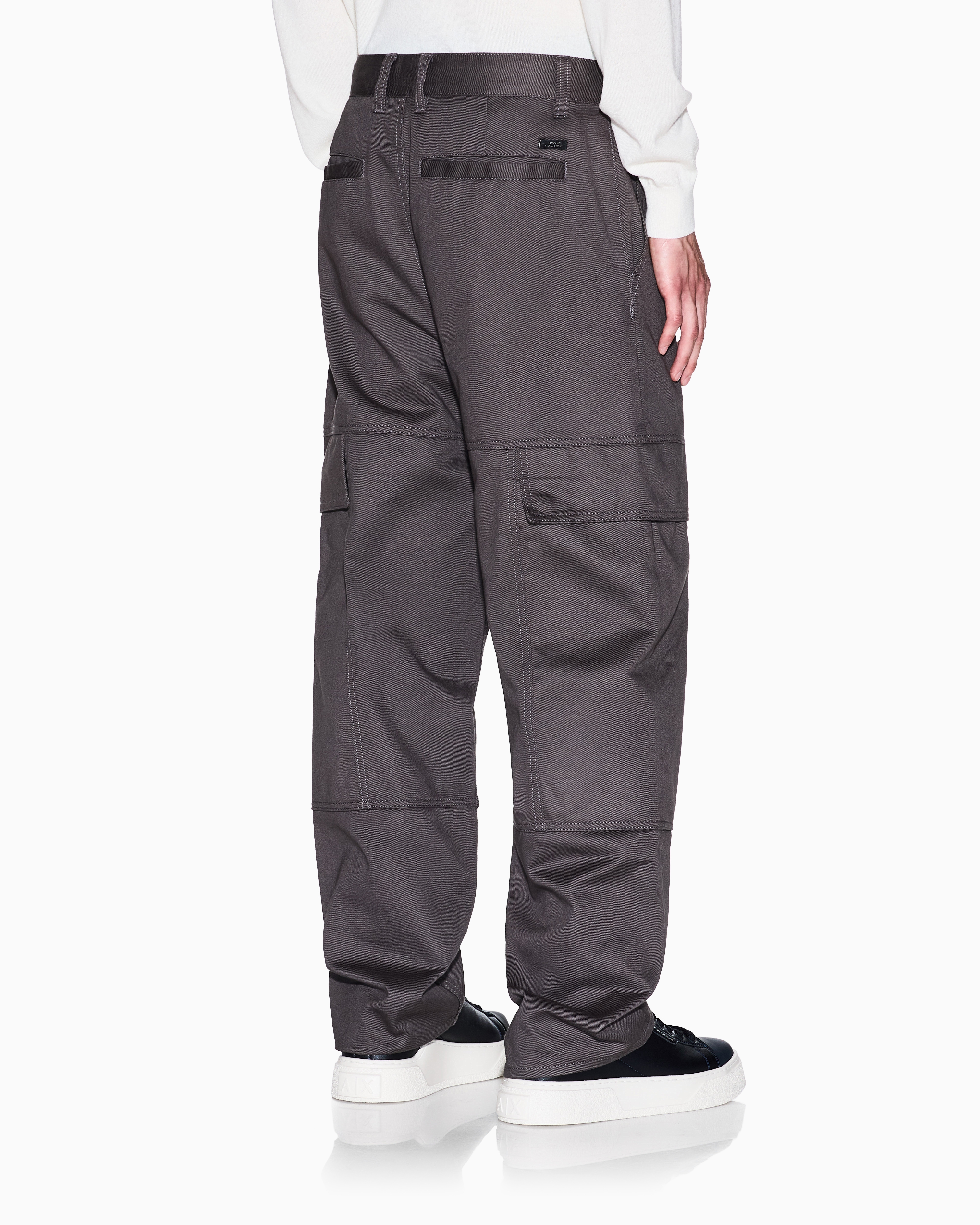 Armani Exchange - Cotton twill cargo pants, Man, Grey, Size: