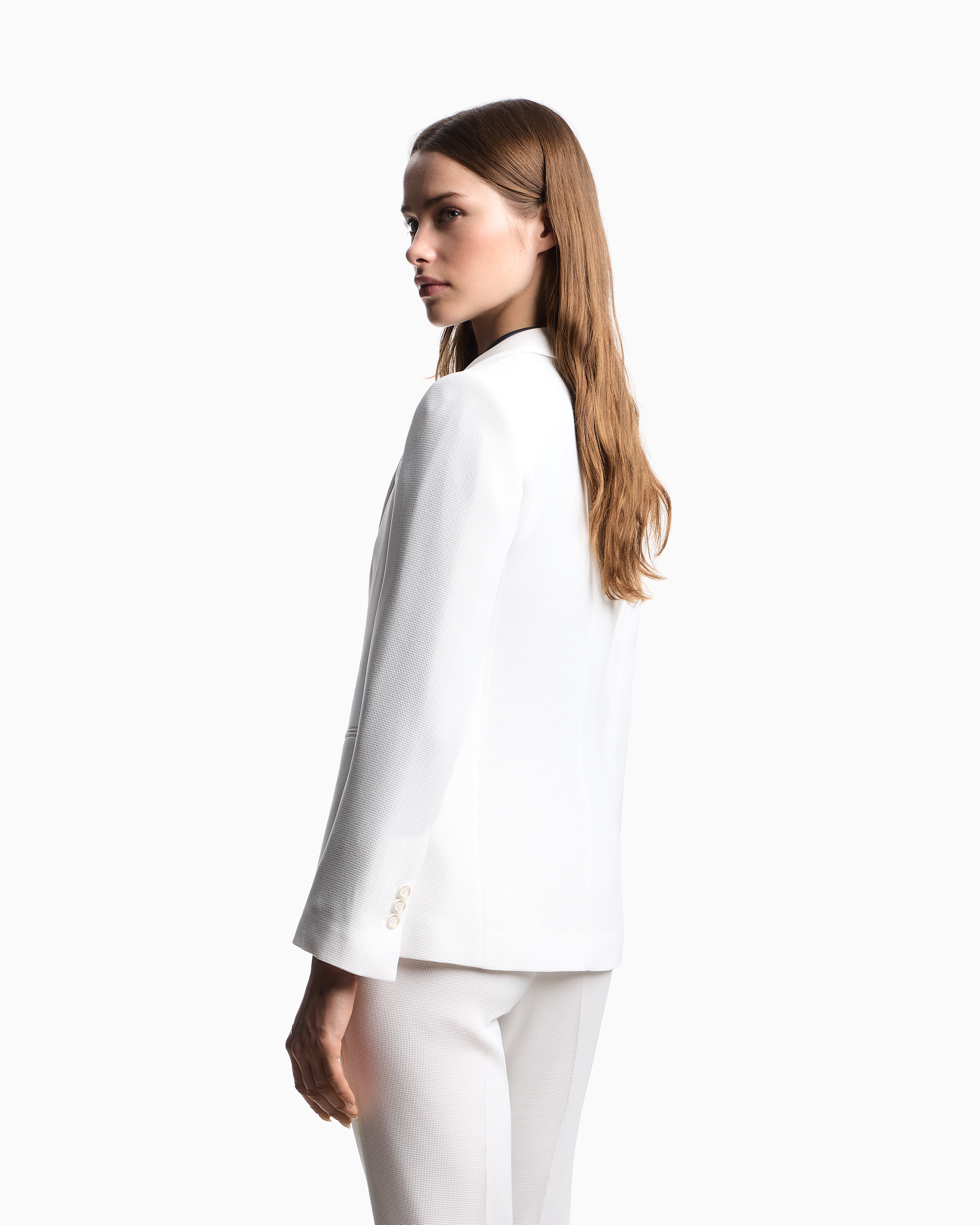 Emporio Armani Asv Single-breasted Blazer In Waffle Weave Technical Fabric
