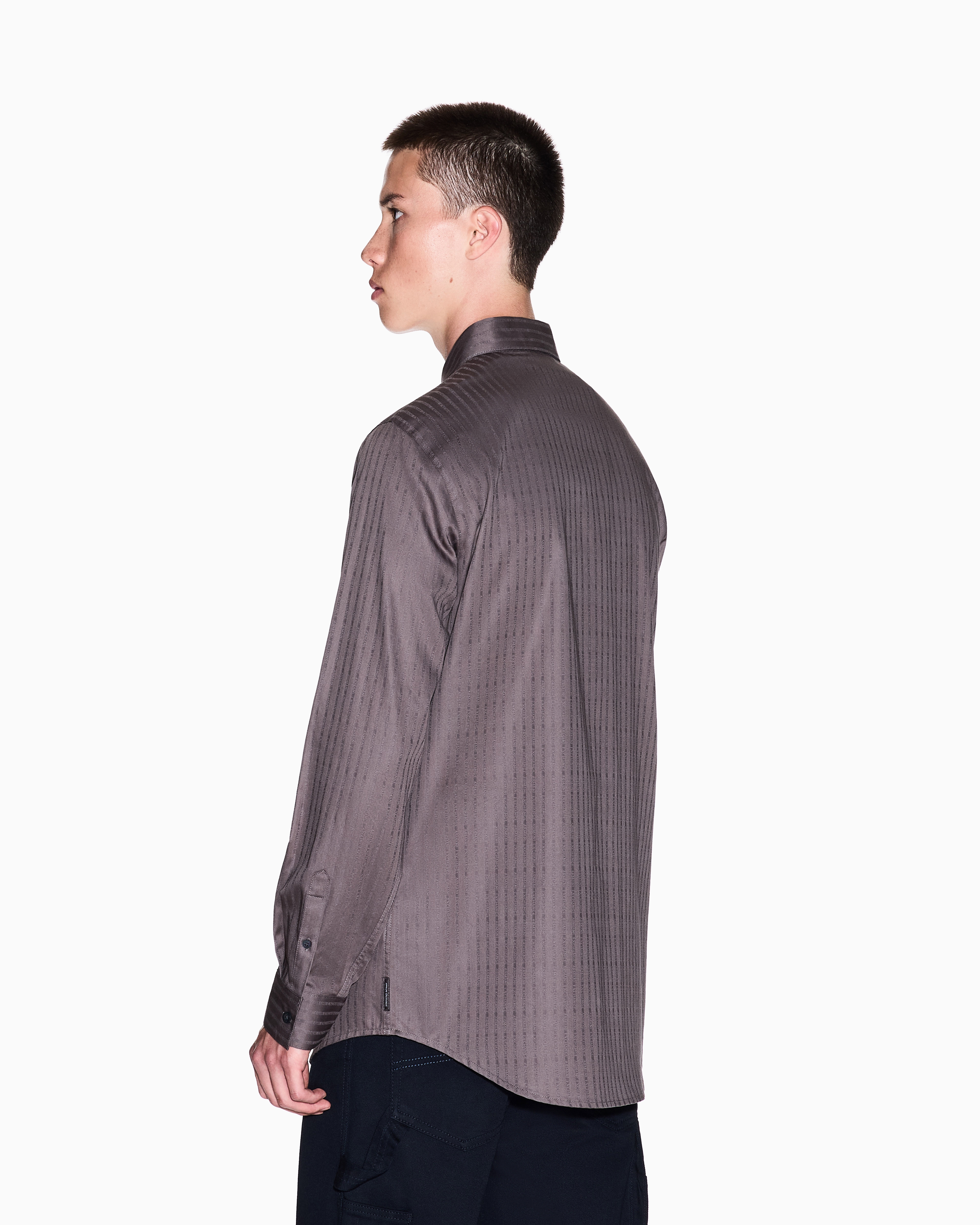 Armani Exchange - Regular fit jacquard cotton shirt, Man, Grey, Size: