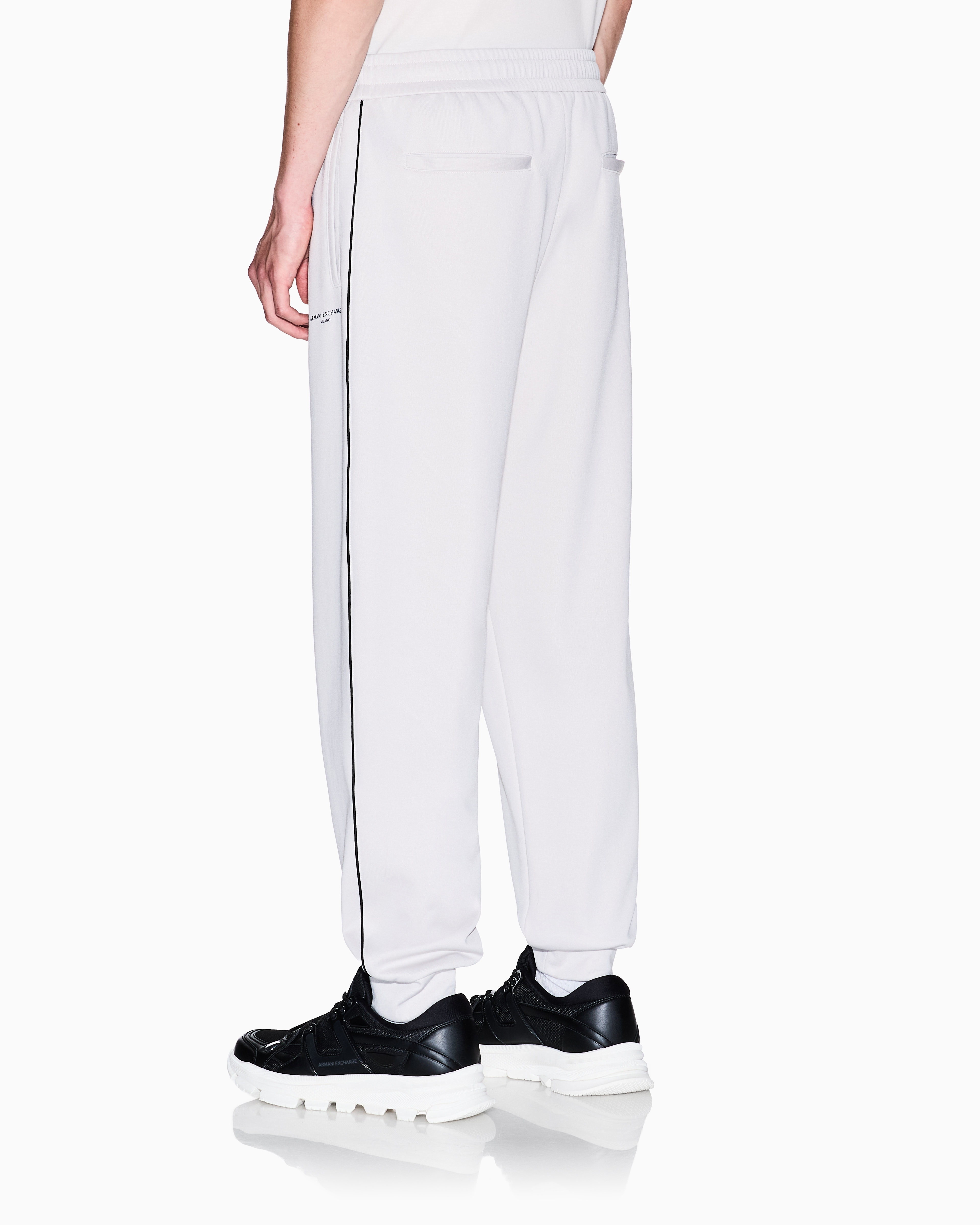 【新品】 m.u PIPING JOG PANTS Nylon Piping Popper Wide Leg Jogger - Black | Mens Joggers