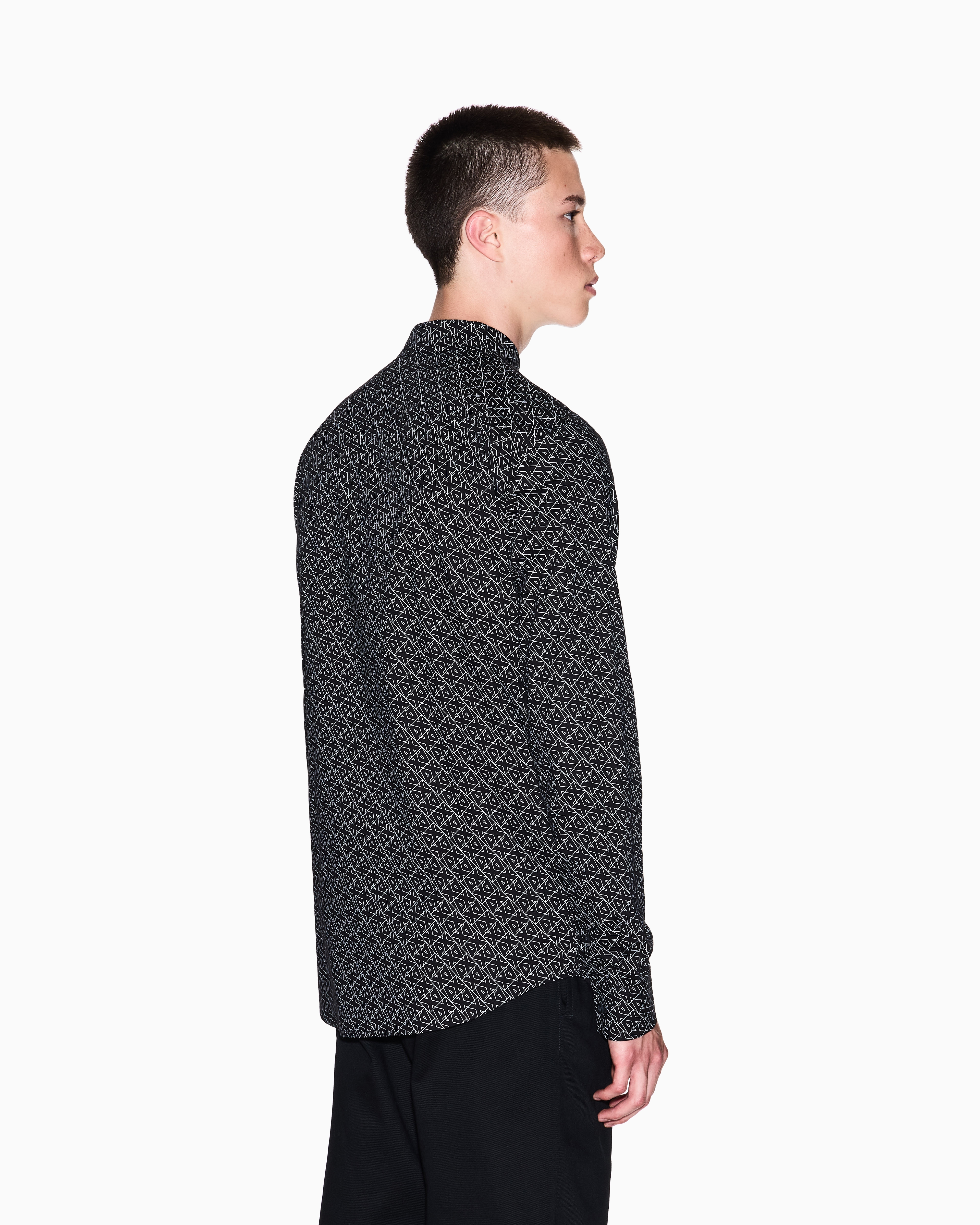 Armani Exchange - Slim fit micro-pattern shirt, Man, Black, Size: M
