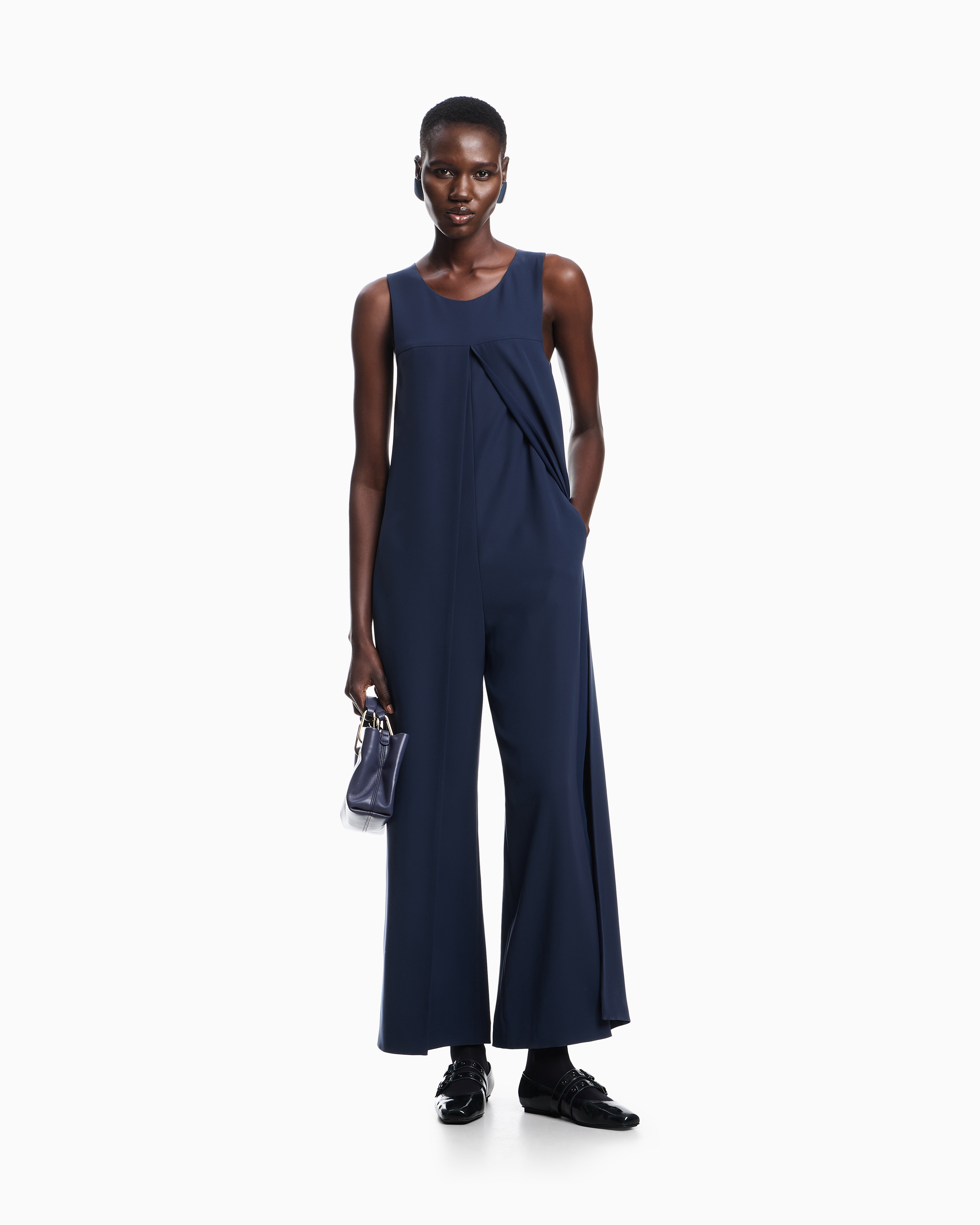 Emporio Armani - Jumpsuit with technical cady panels, Woman, Blue, Size: