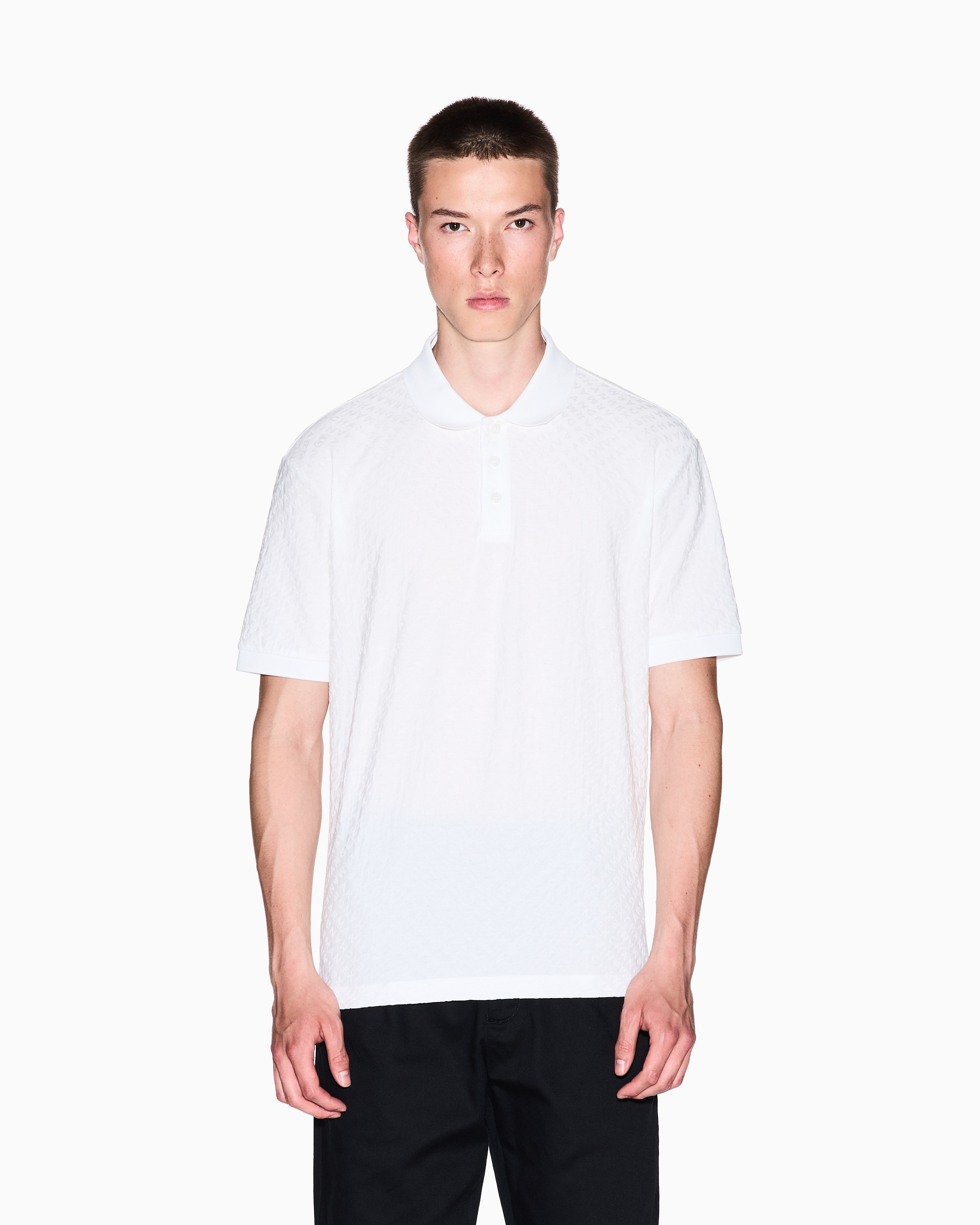 Armani Exchange - Regular fit polo shirt with allover logo, Man, White, Size:
