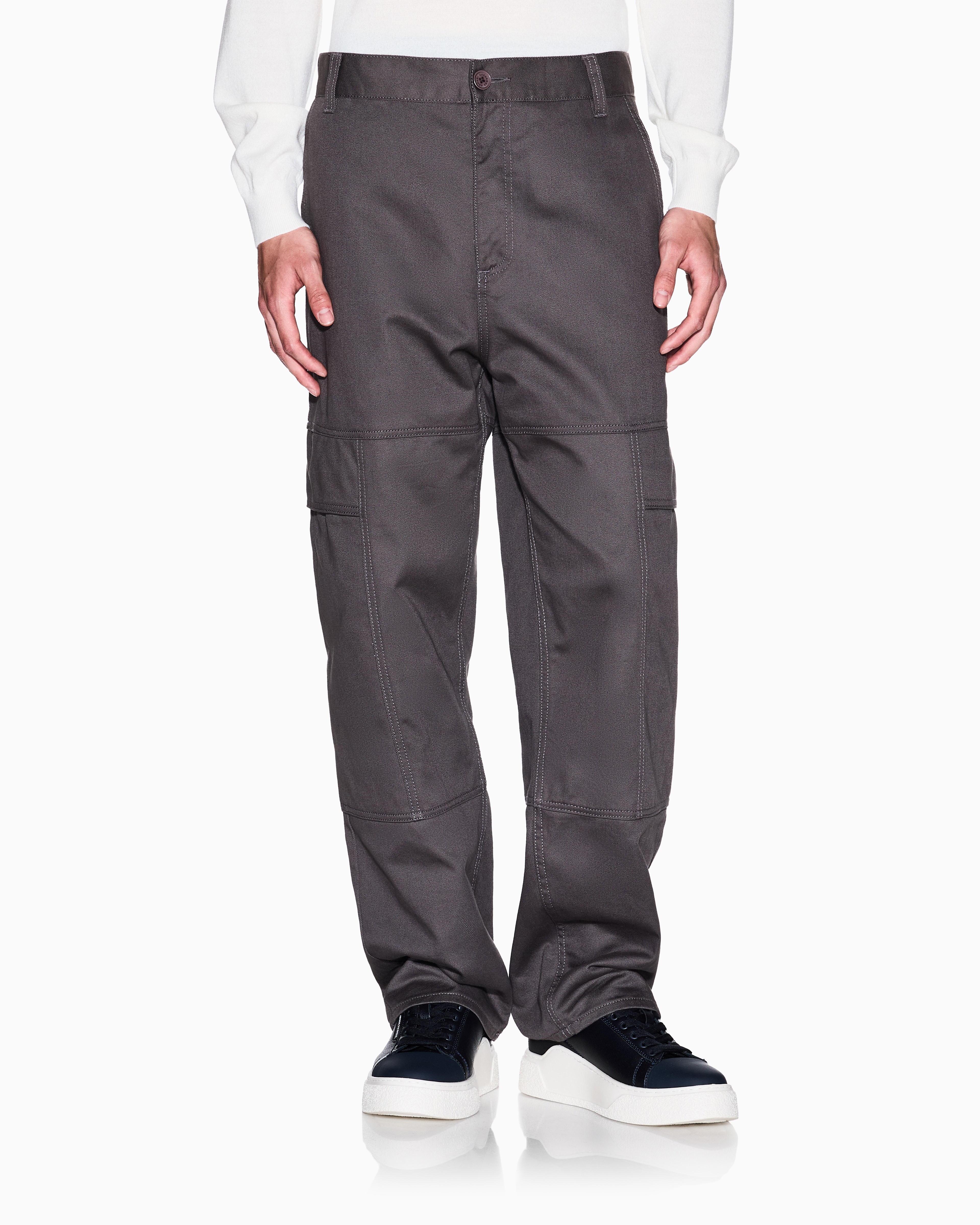 Armani Exchange - Cotton twill cargo pants, Man, Grey, Size: