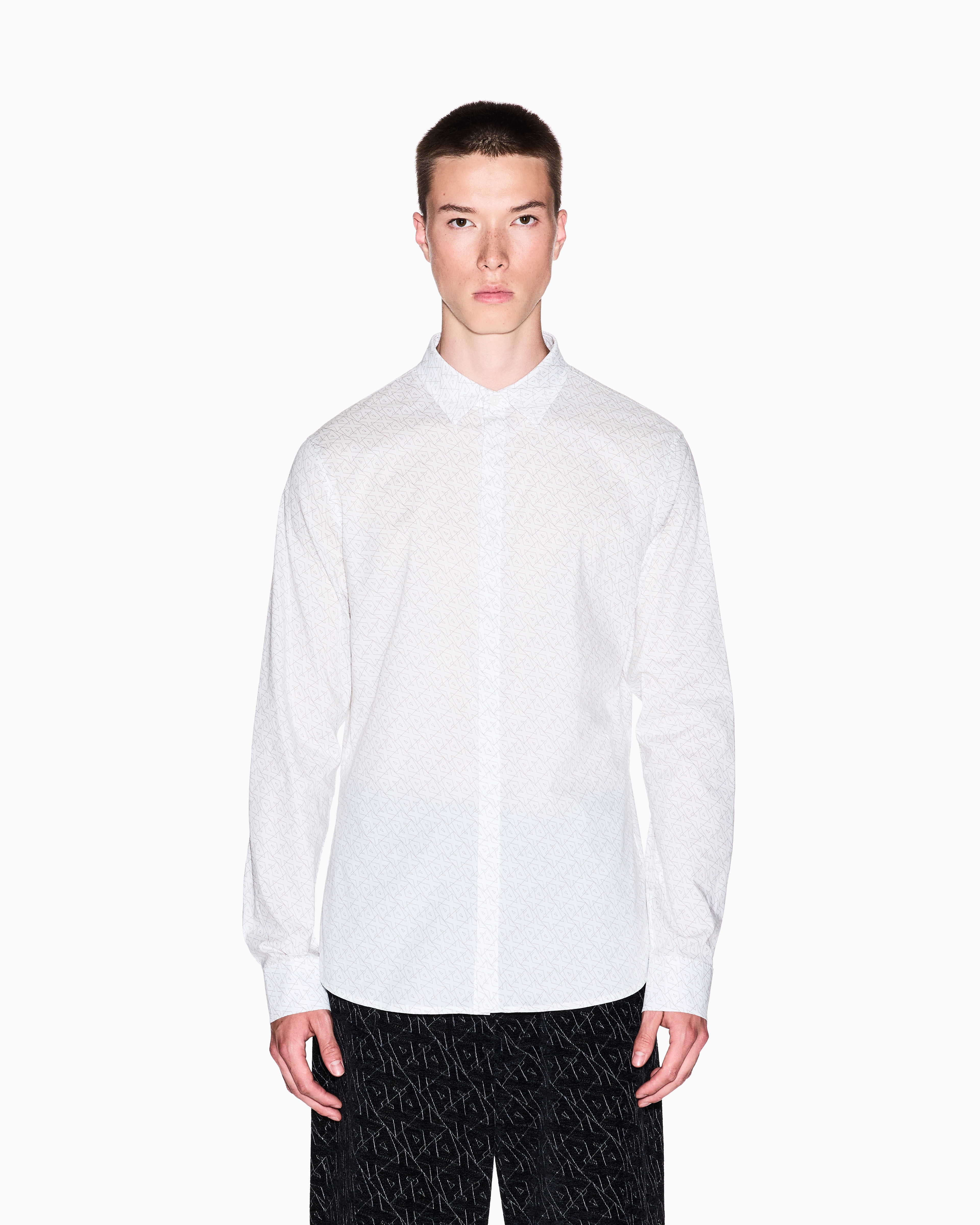 Armani Exchange - Slim fit micro-pattern shirt, Man, White, Size: M