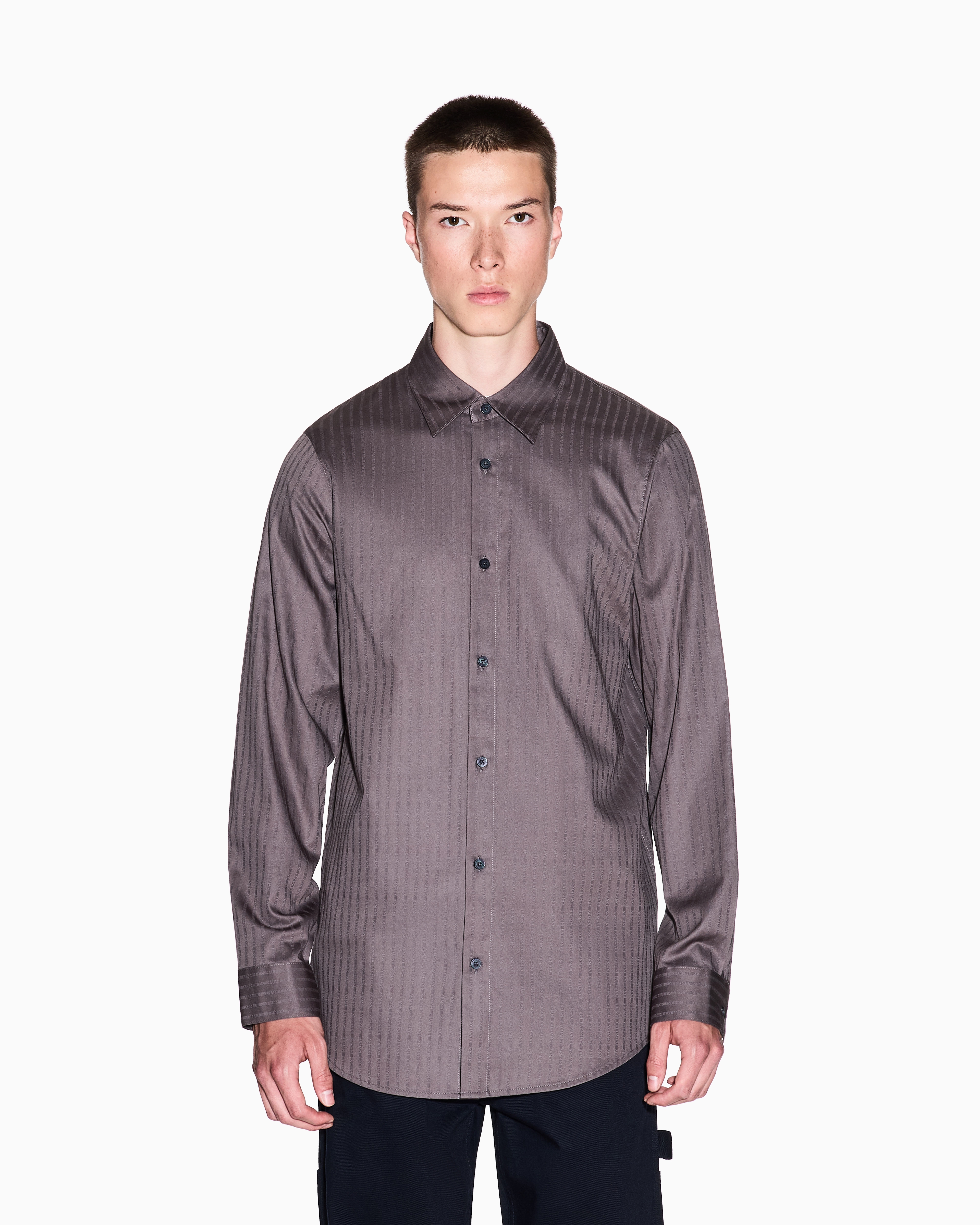 Armani Exchange - Regular fit jacquard cotton shirt, Man, Grey, Size:
