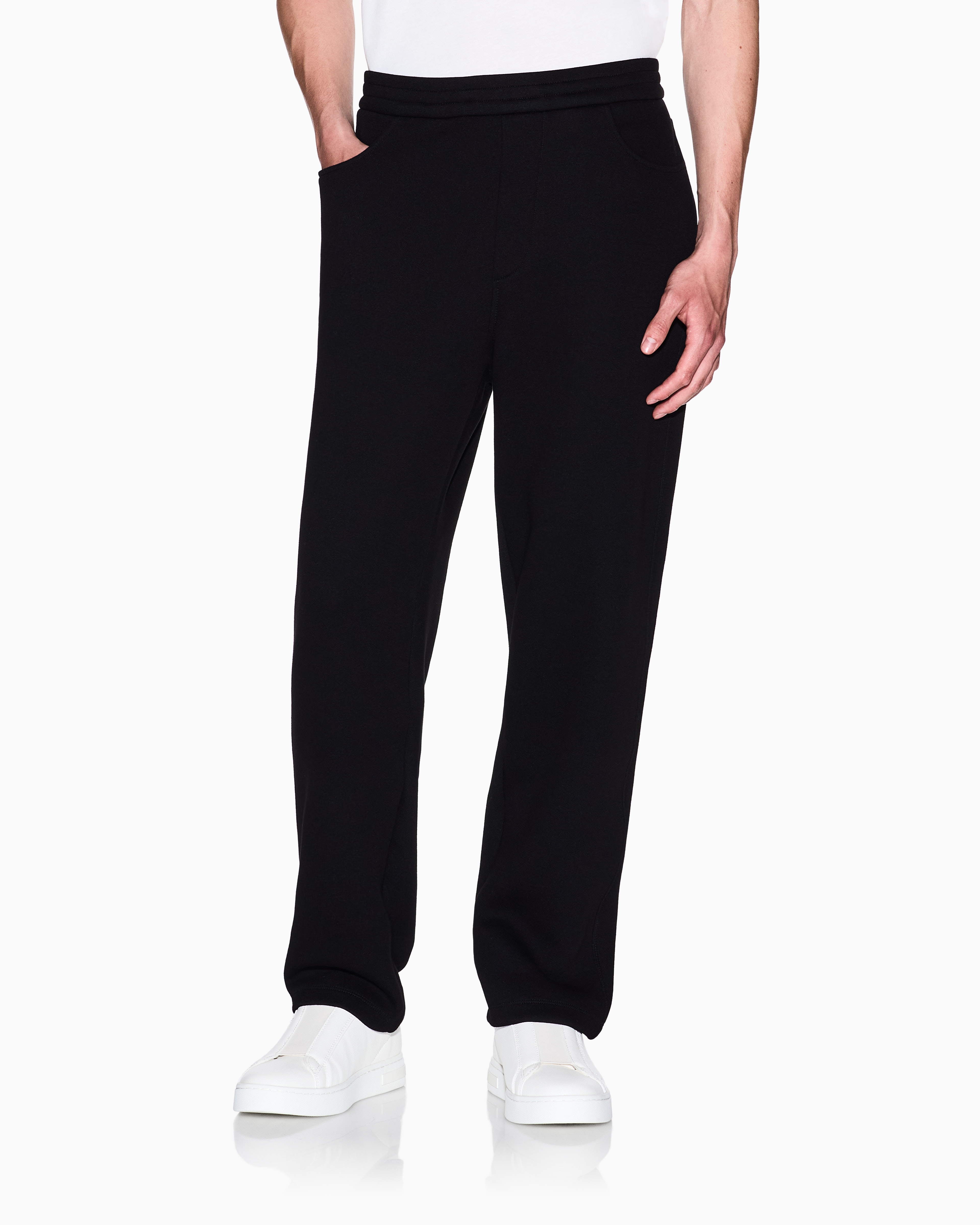 Armani Exchange - Cotton blend pique trousers, Man, Black, Size: