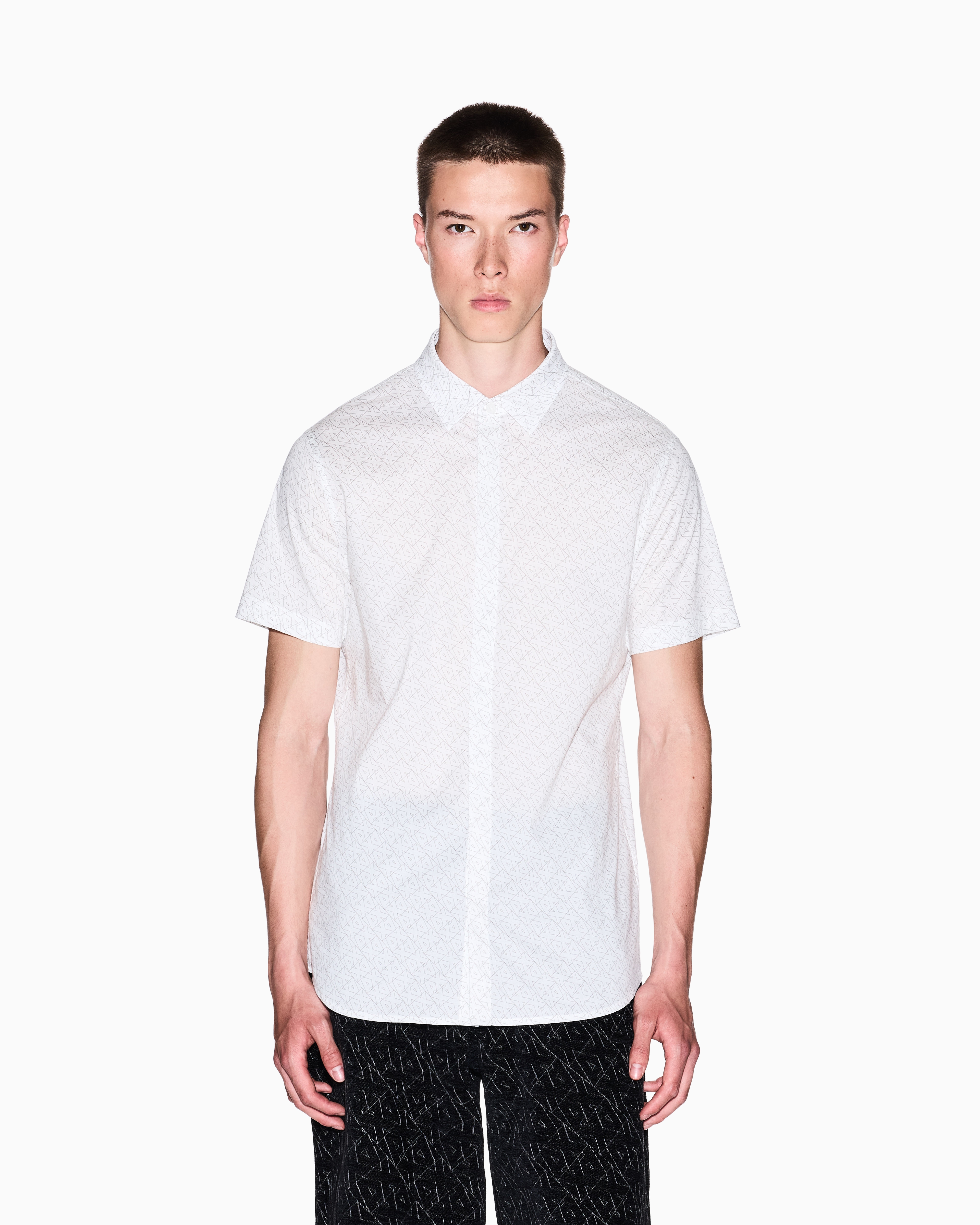 Armani Exchange - Slim fit short sleeve shirt, Man, White, Size: M