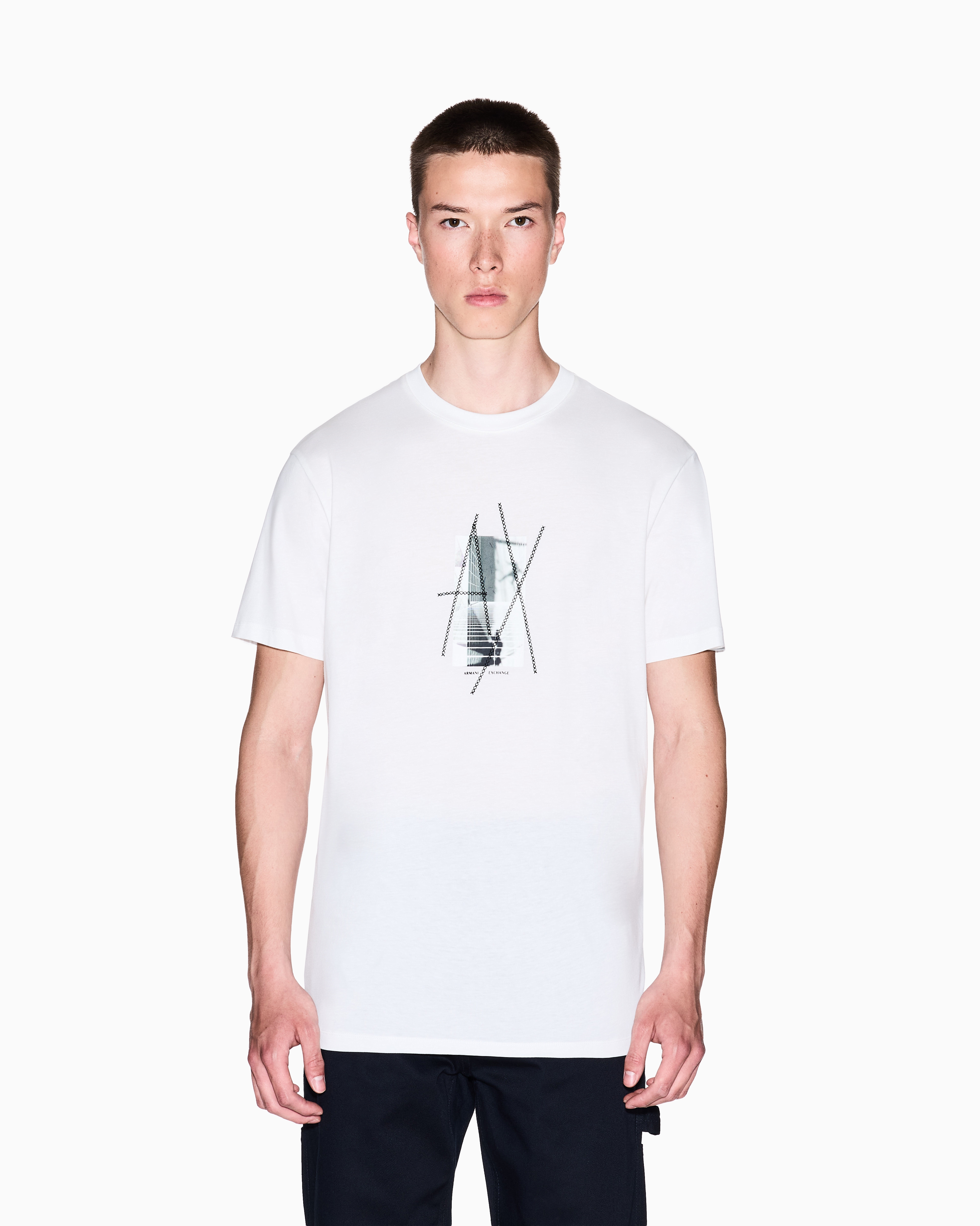 Armani Exchange - Regular fit graphic print T-shirt, Man, White, Size: