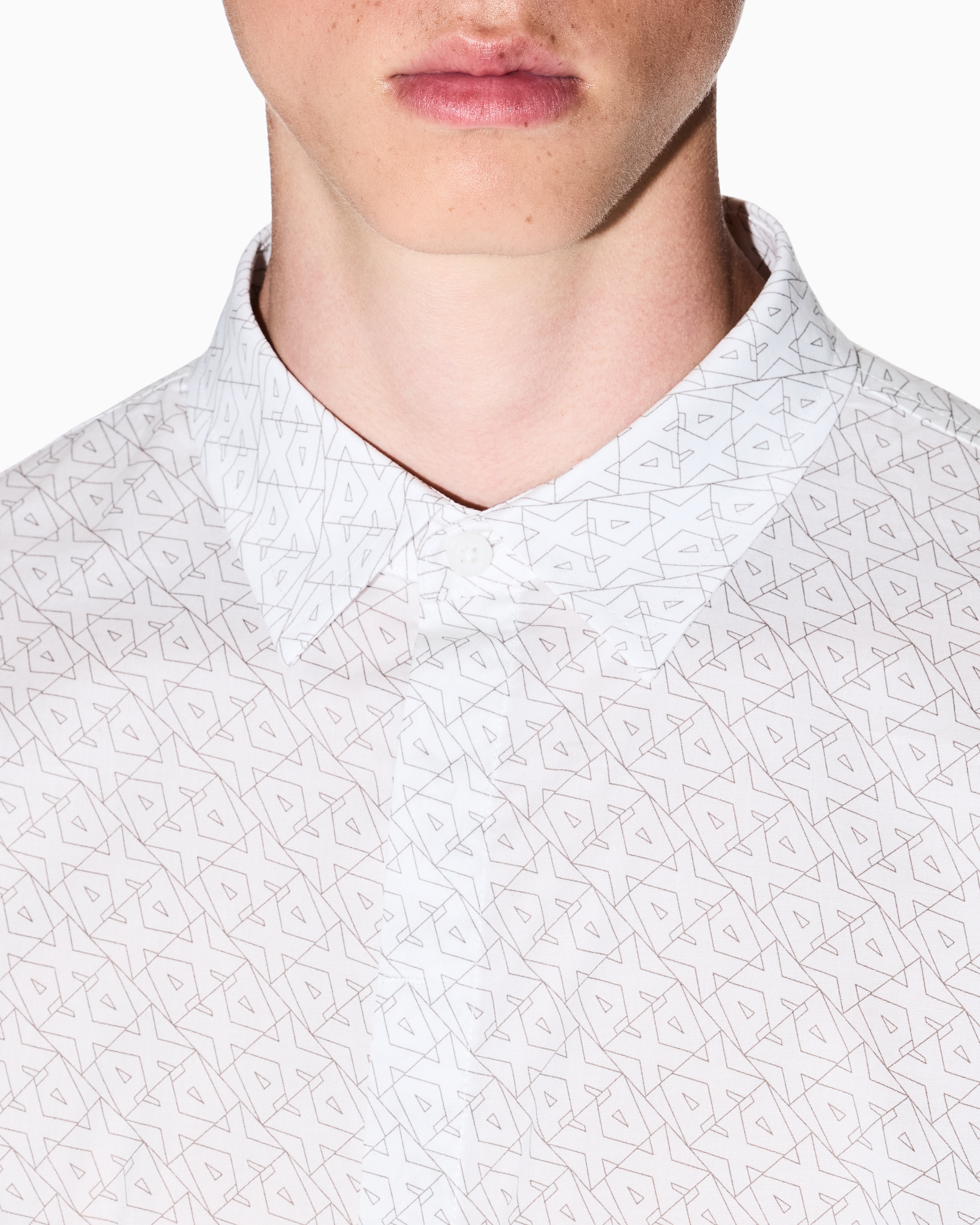 Armani Exchange - Slim fit micro-pattern shirt, Man, White, Size: M