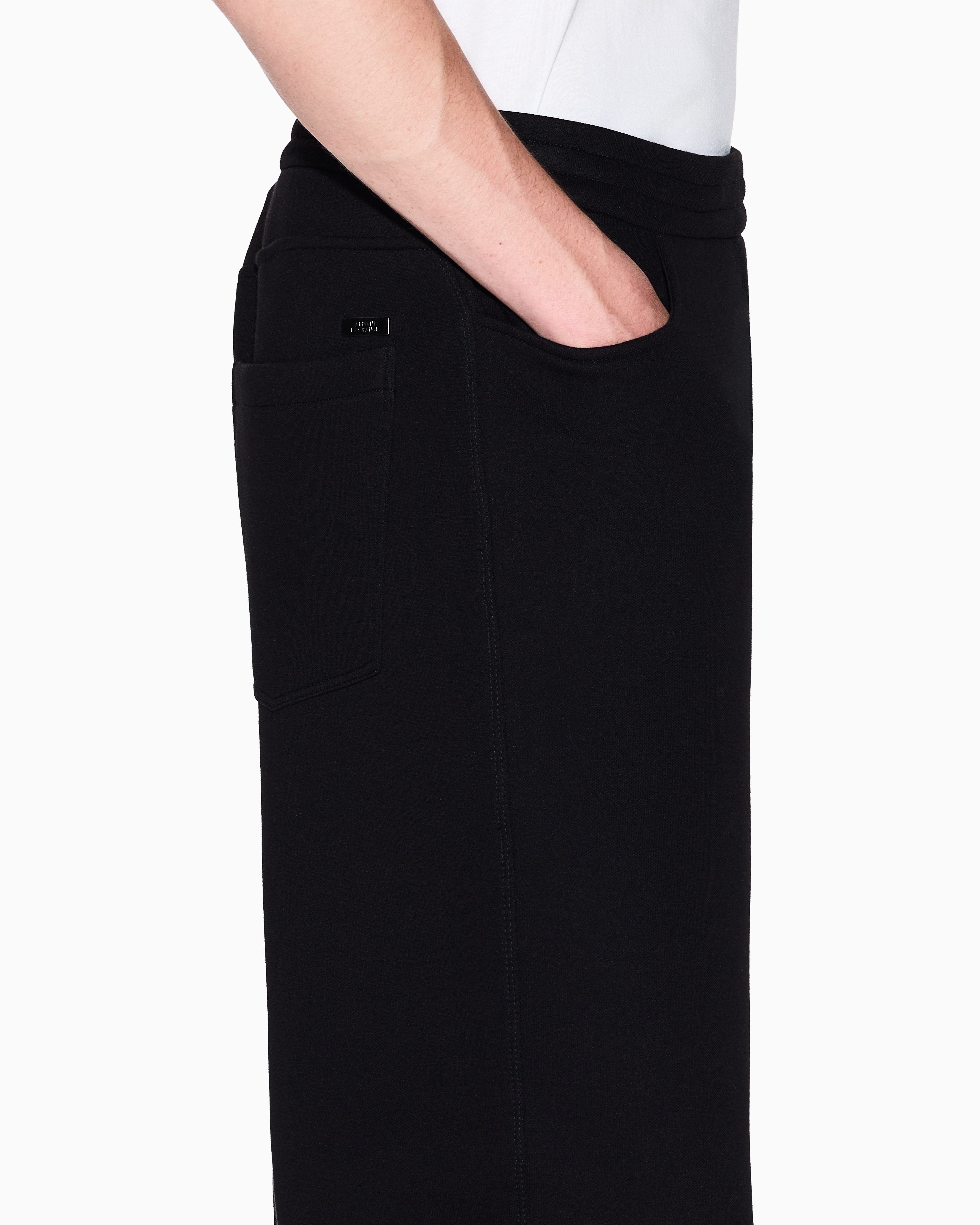 Armani Exchange - Cotton blend pique trousers, Man, Black, Size: