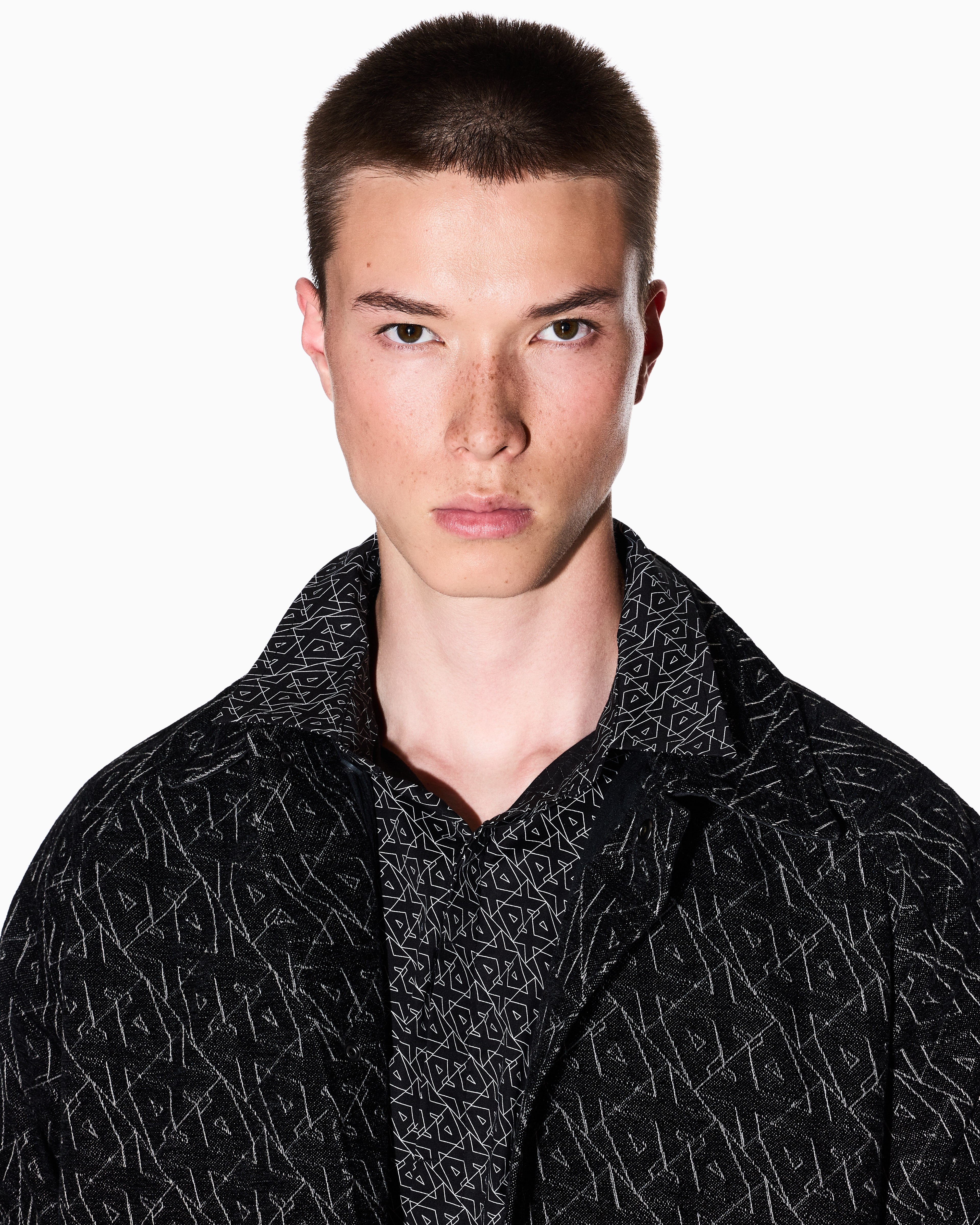 Armani Exchange - Slim fit micro-pattern shirt, Man, Black, Size: M