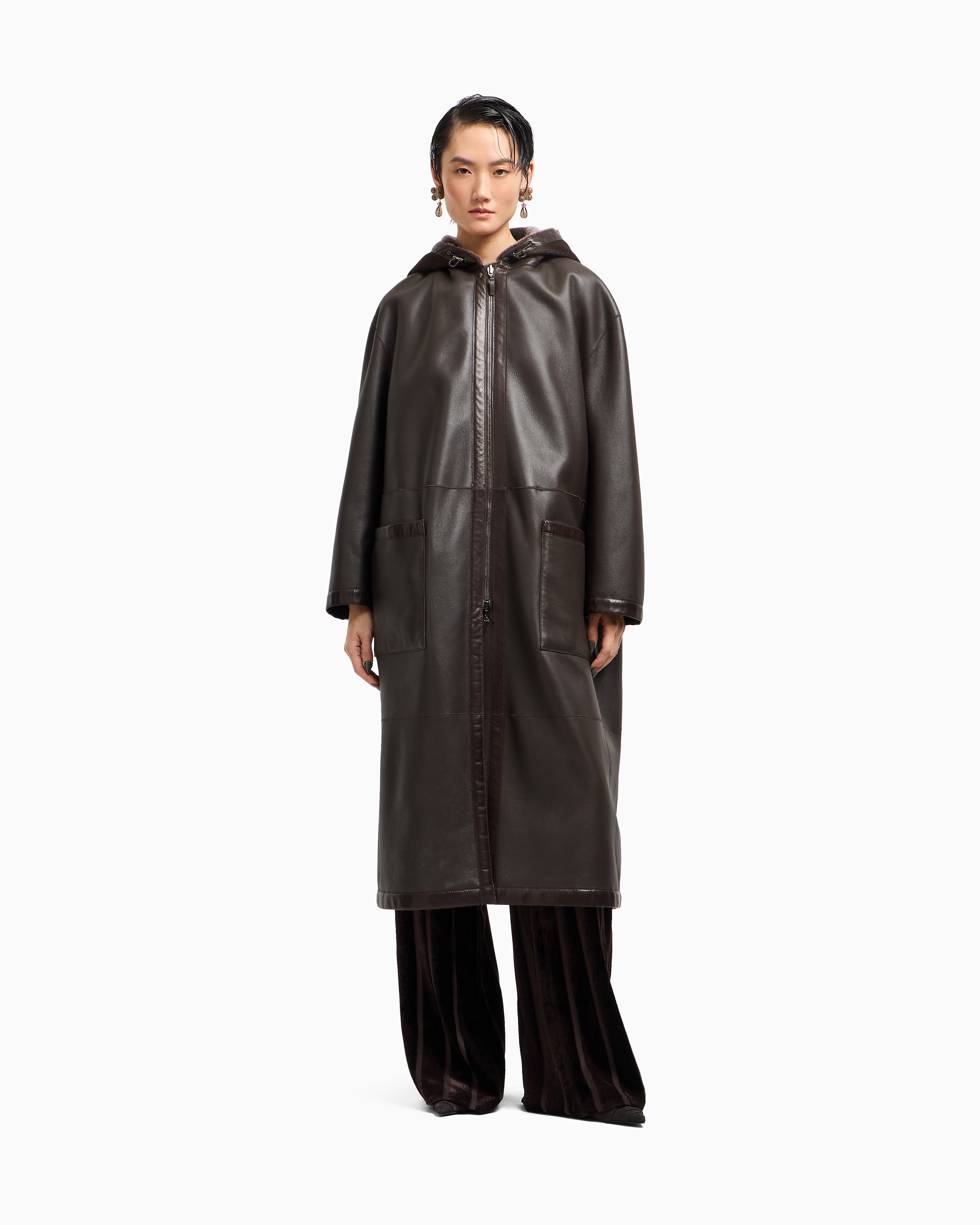【関税&送料込】Giorgio Armani Brown Fur Coat Vintage Giorgio Armani Fur Suede Coat With Fur Trim in Size