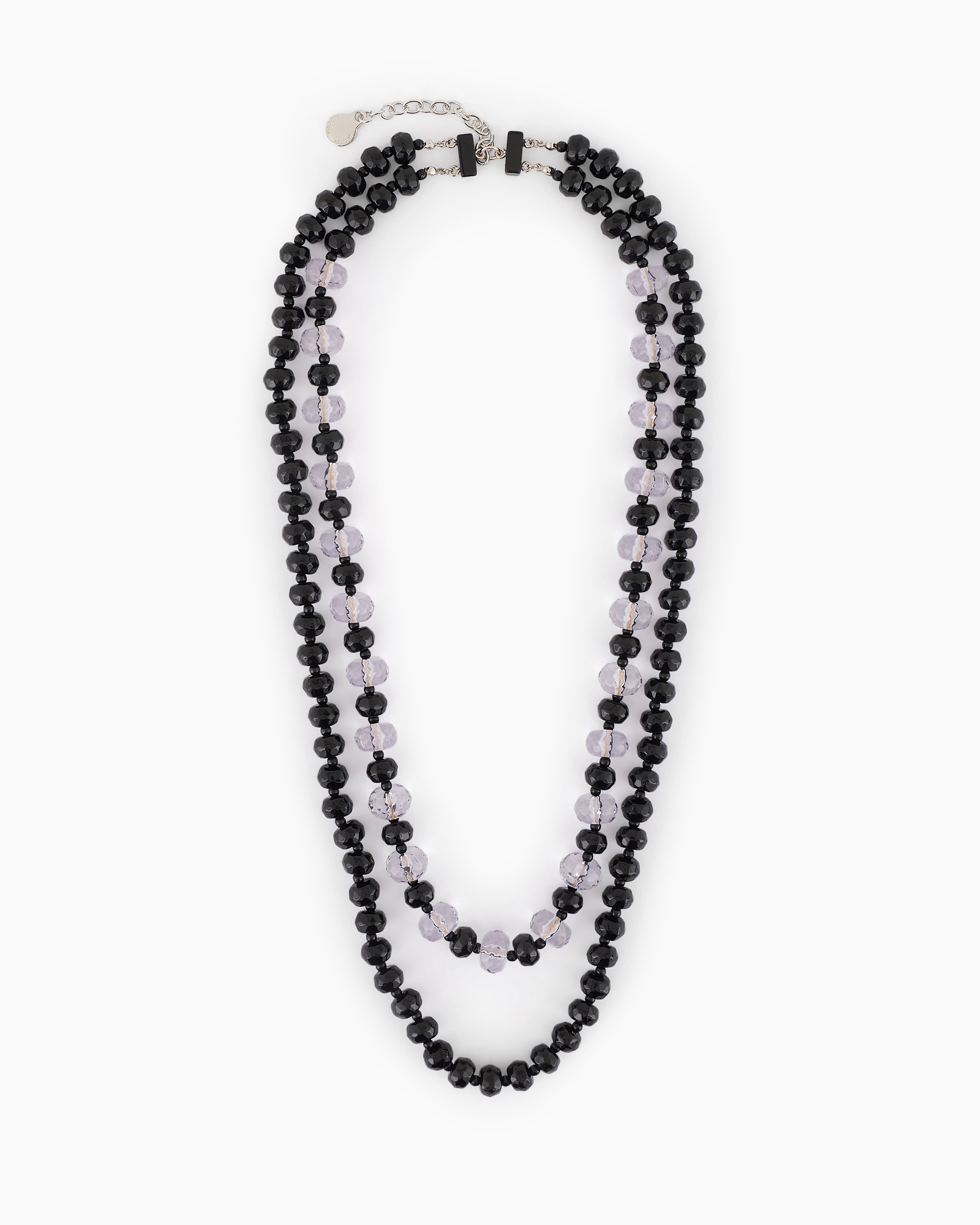 Emporio Armani - Double-strand necklace with faceted spheres, Woman, Black, Size: TU