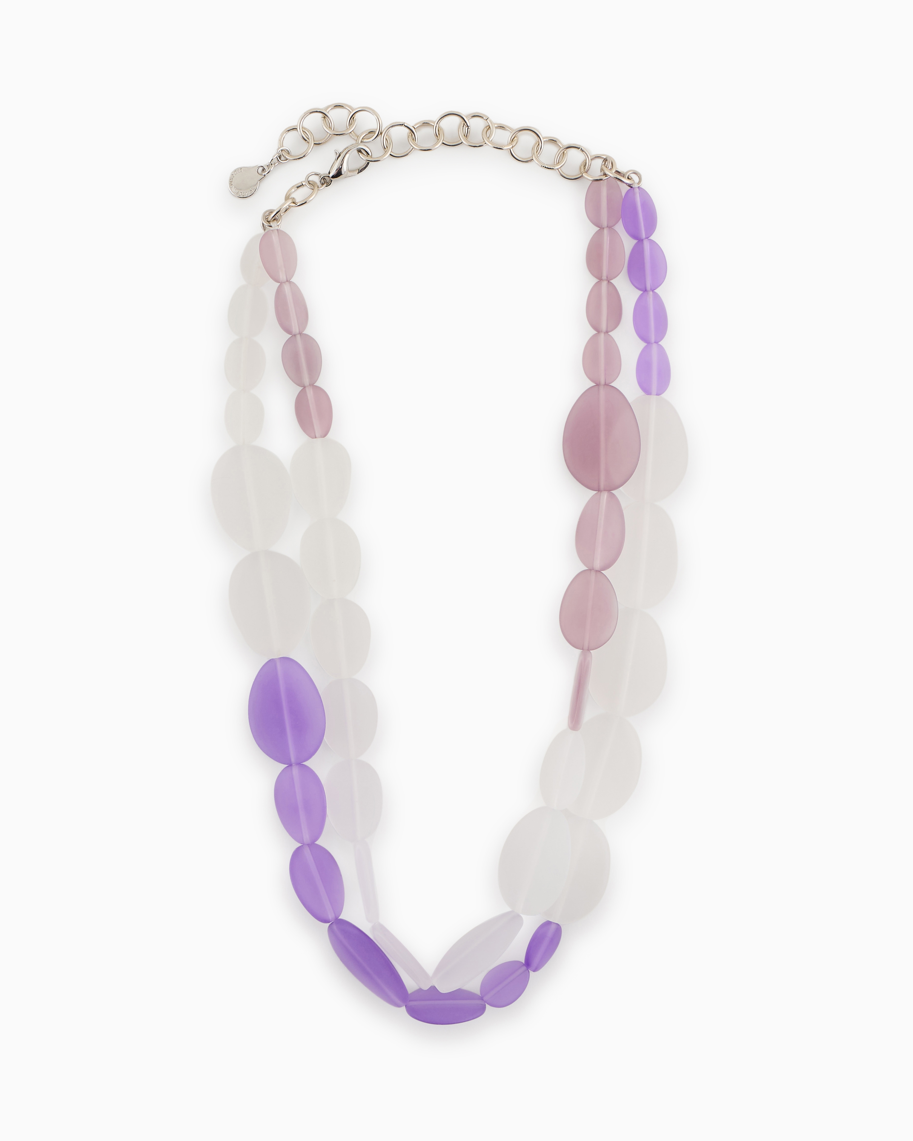 Emporio Armani - Double-strand necklace with oval gemstones, Woman, Pink, Size: TU