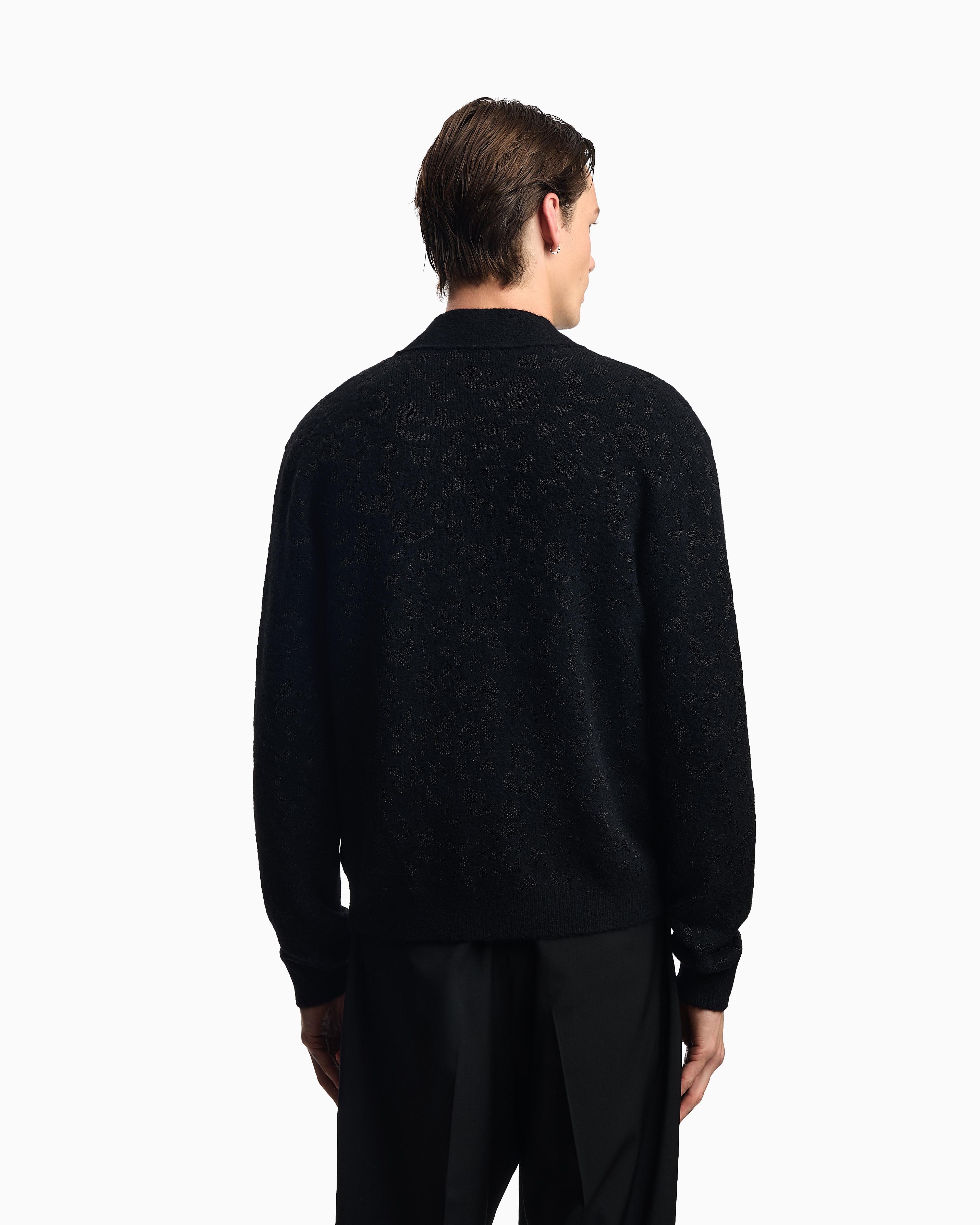 Emporio Armani - Limited Edition set of cardigan and top alpaca lurex blend jacquard, Man, Black, Size: