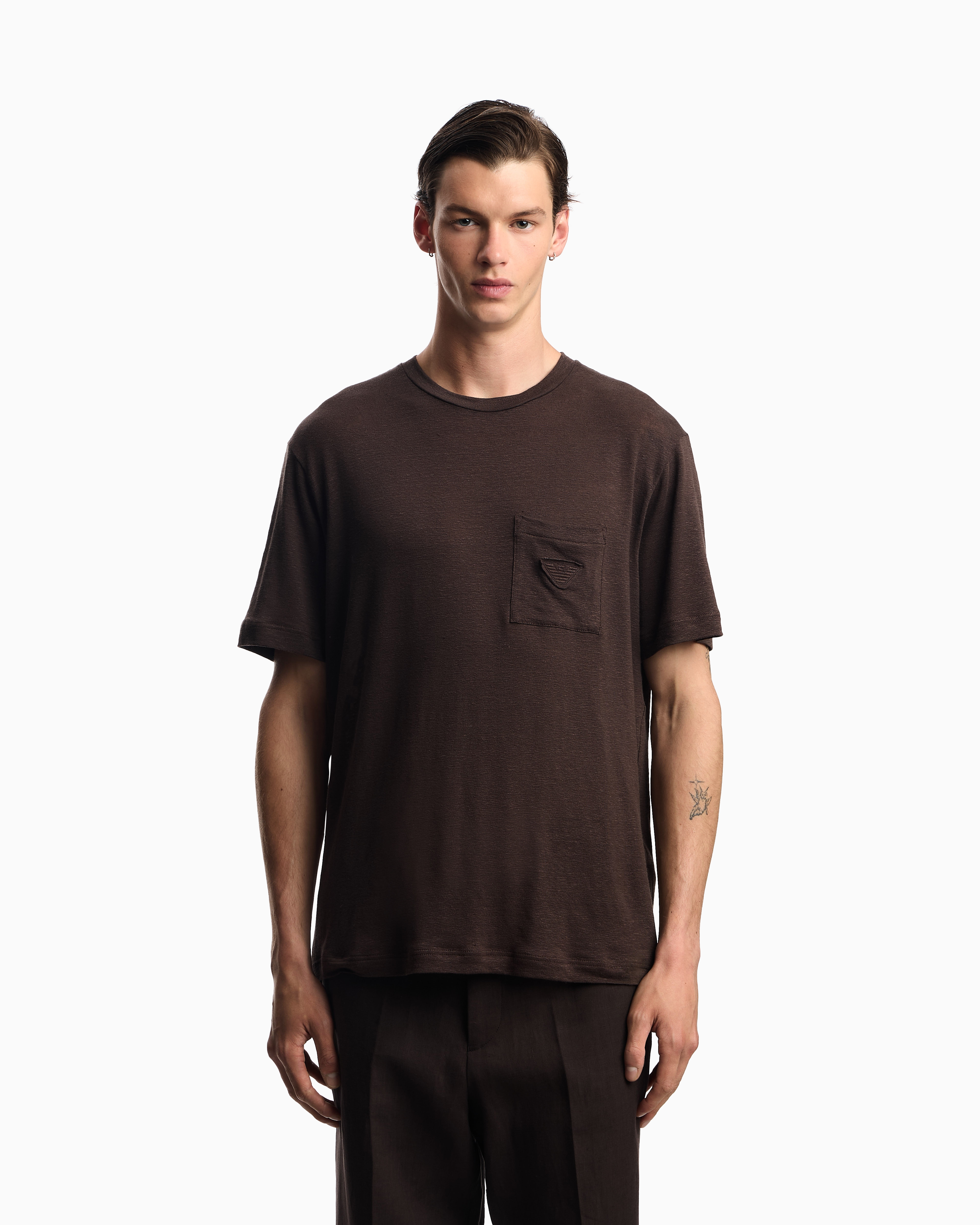 [EMPORIO ARMANI UW] ミニイーグルロゴ刺繍ラウンジ半袖Tシャツ EMPORIO ARMANI エンポリオアルマーニ Tシャツ メンズ 半袖