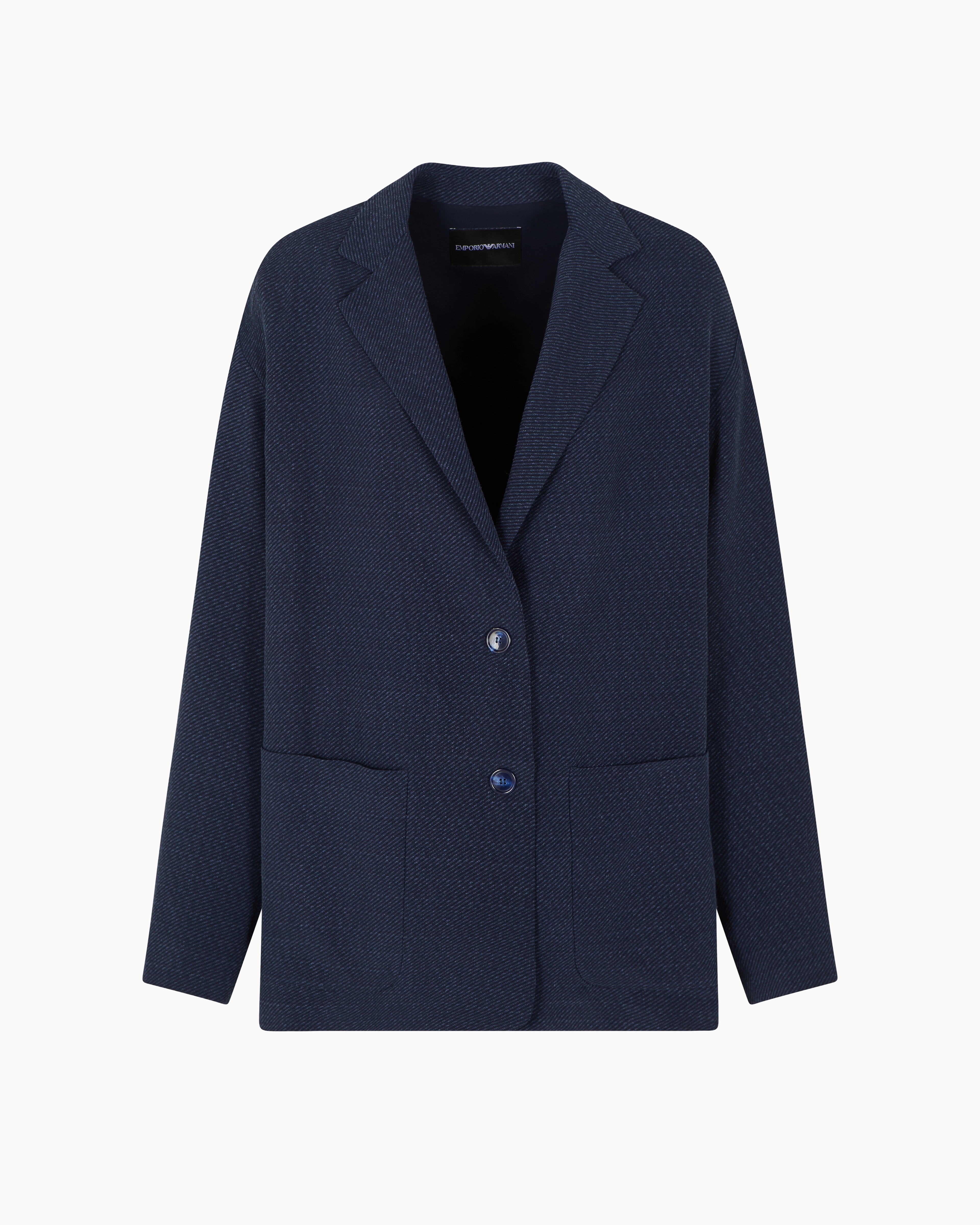 Emporio Armani Asv Cupro-blend Single-breasted Blazer In Blue
