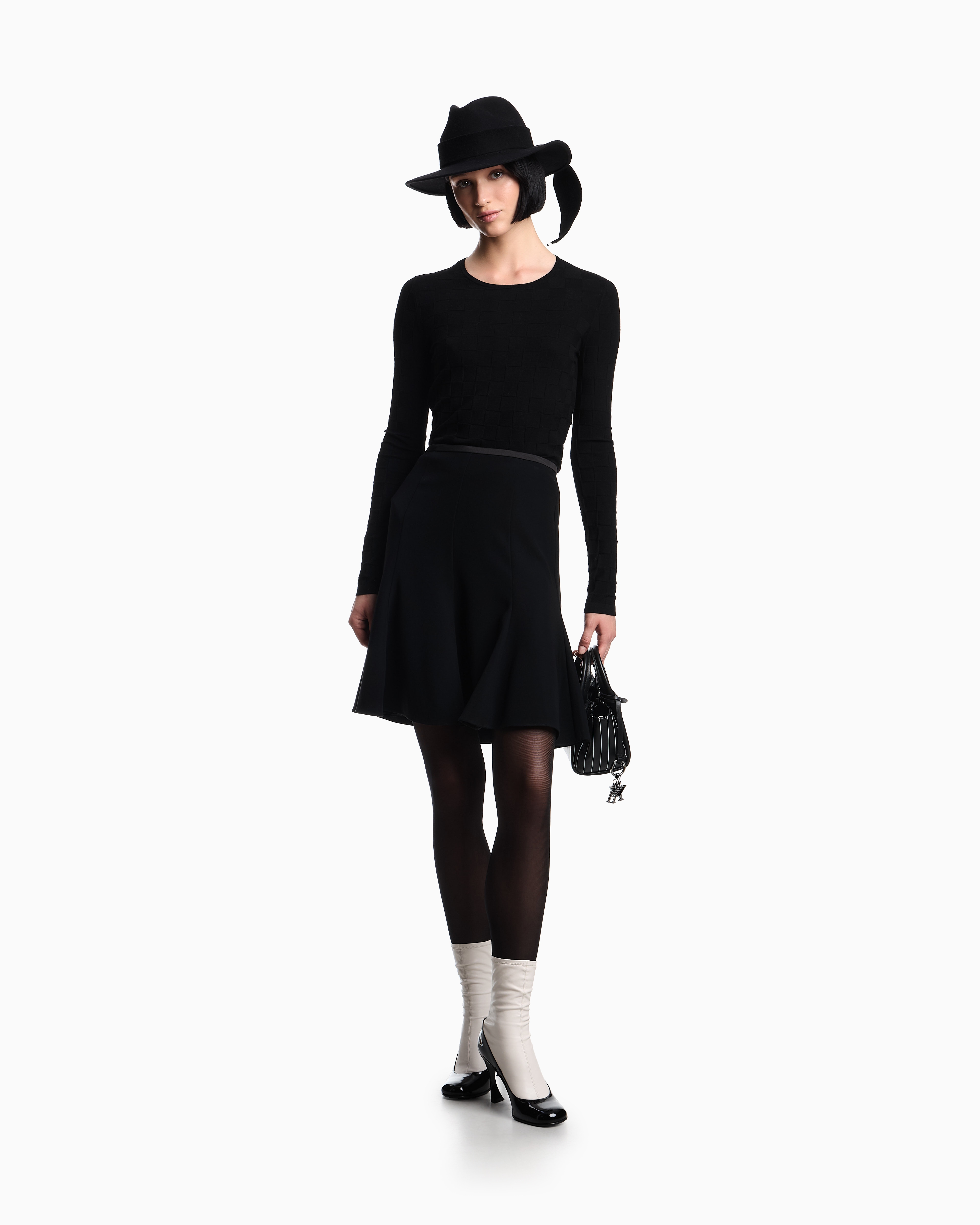 Emporio Armani Pull En Viscose Effet Quadrillé Endroit Et Envers