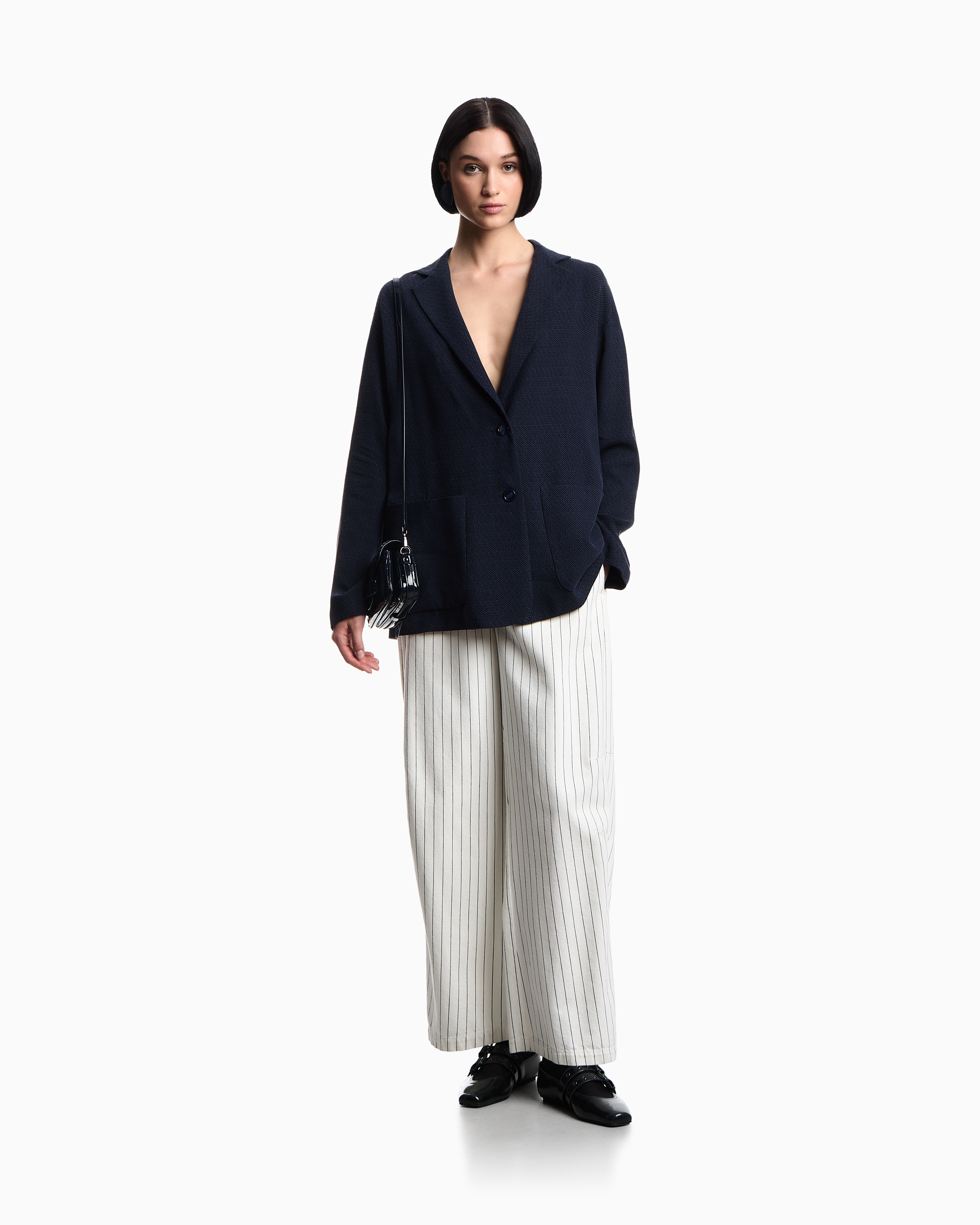 Emporio Armani Asv Cupro-blend Single-breasted Blazer In Blue