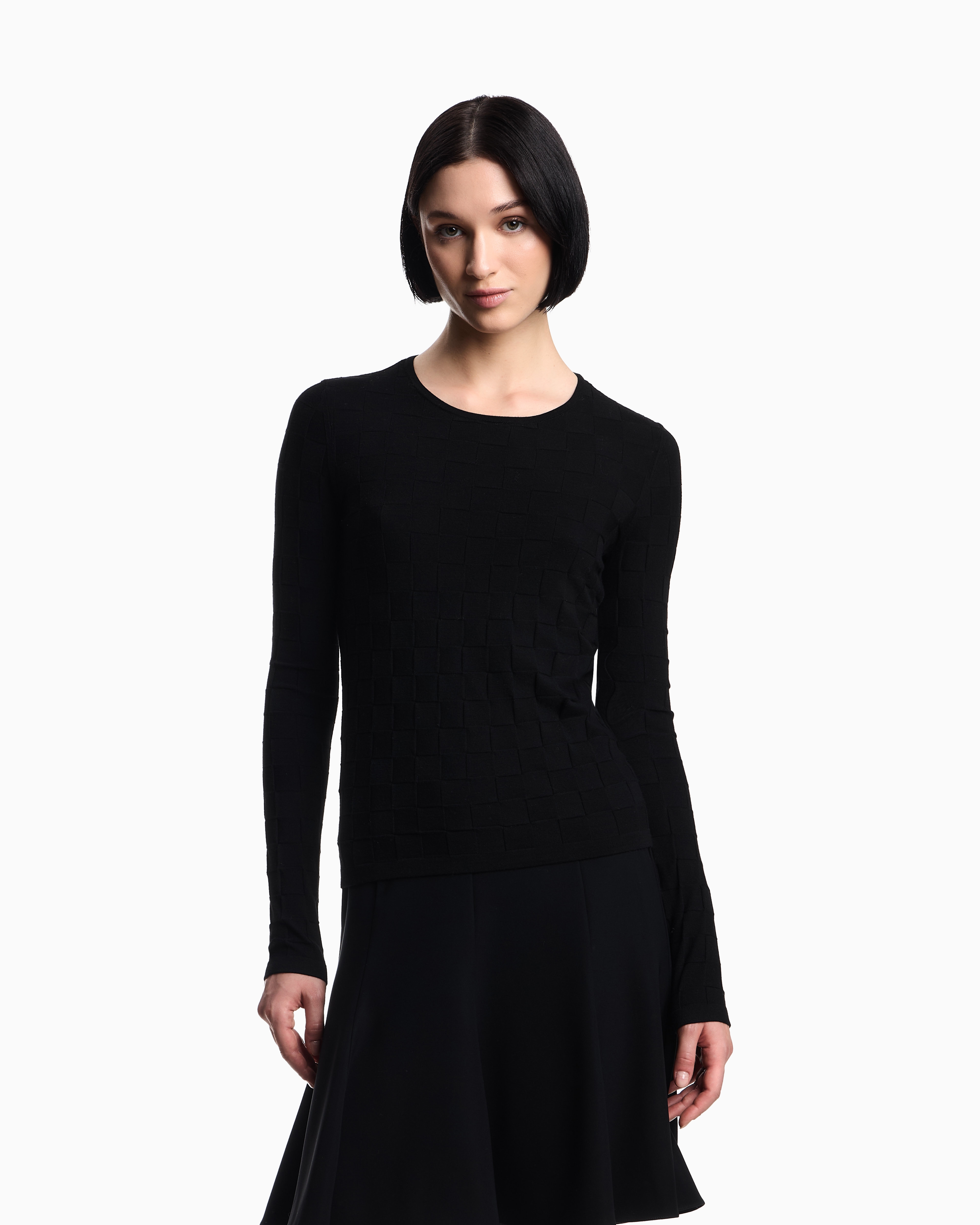 Emporio Armani Pull En Viscose Effet Quadrillé Endroit Et Envers