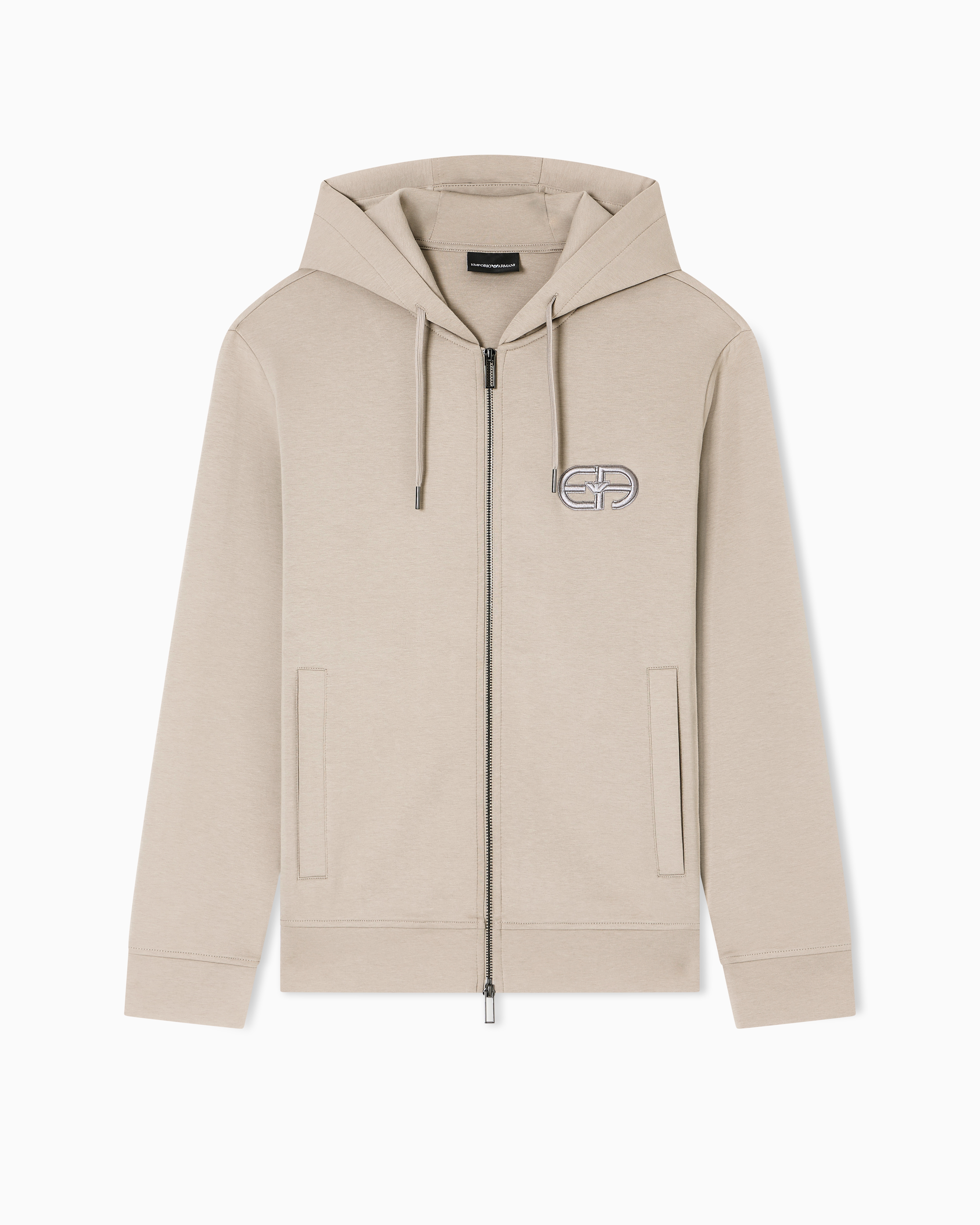 【美品】ARMANIフード付きスウェットジャケット6A フード付きジップアップスウェットシャツ ダブルジャージー EA