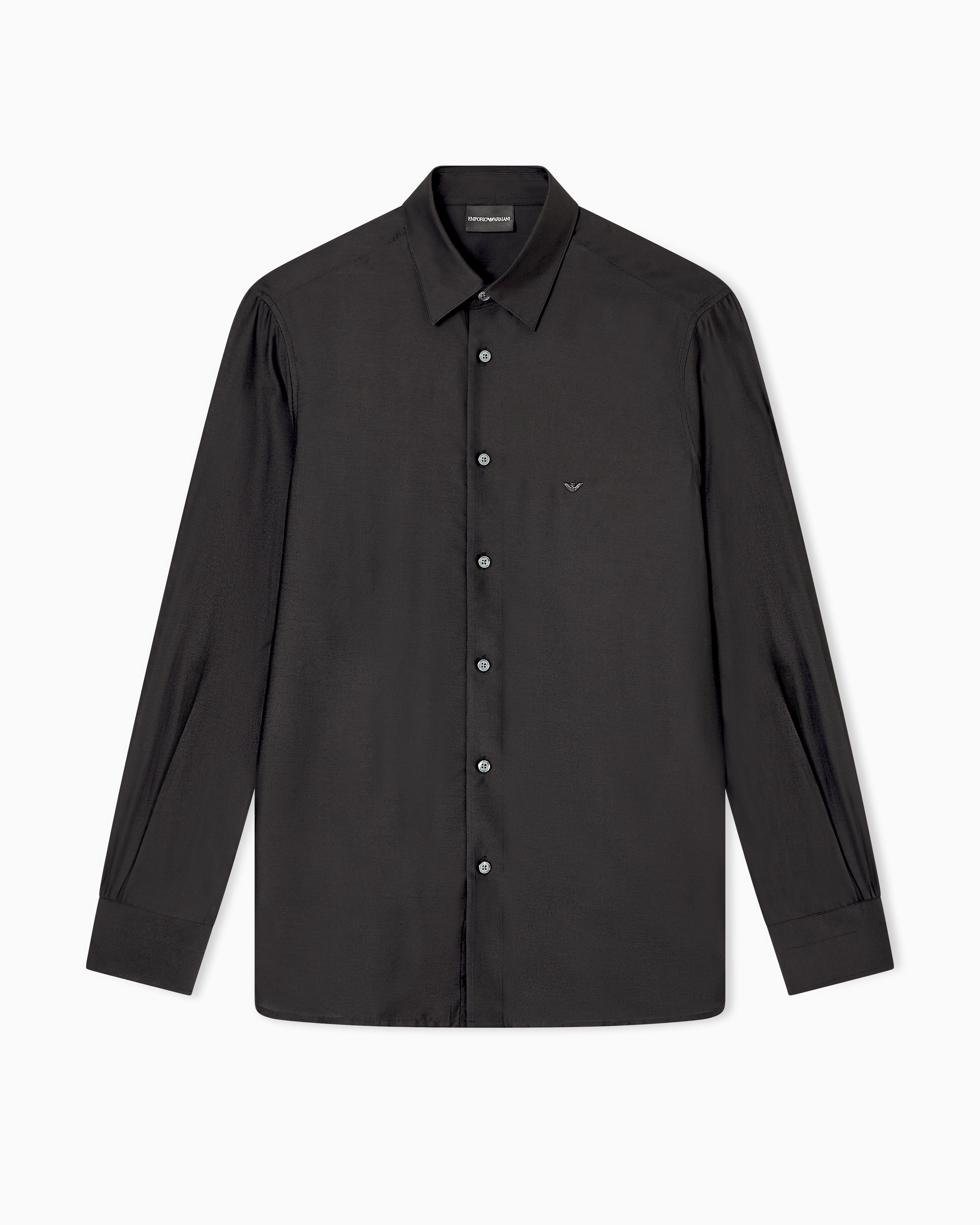 Emporio Armani - Silk-blend modal shirt, Man, Black, Size: