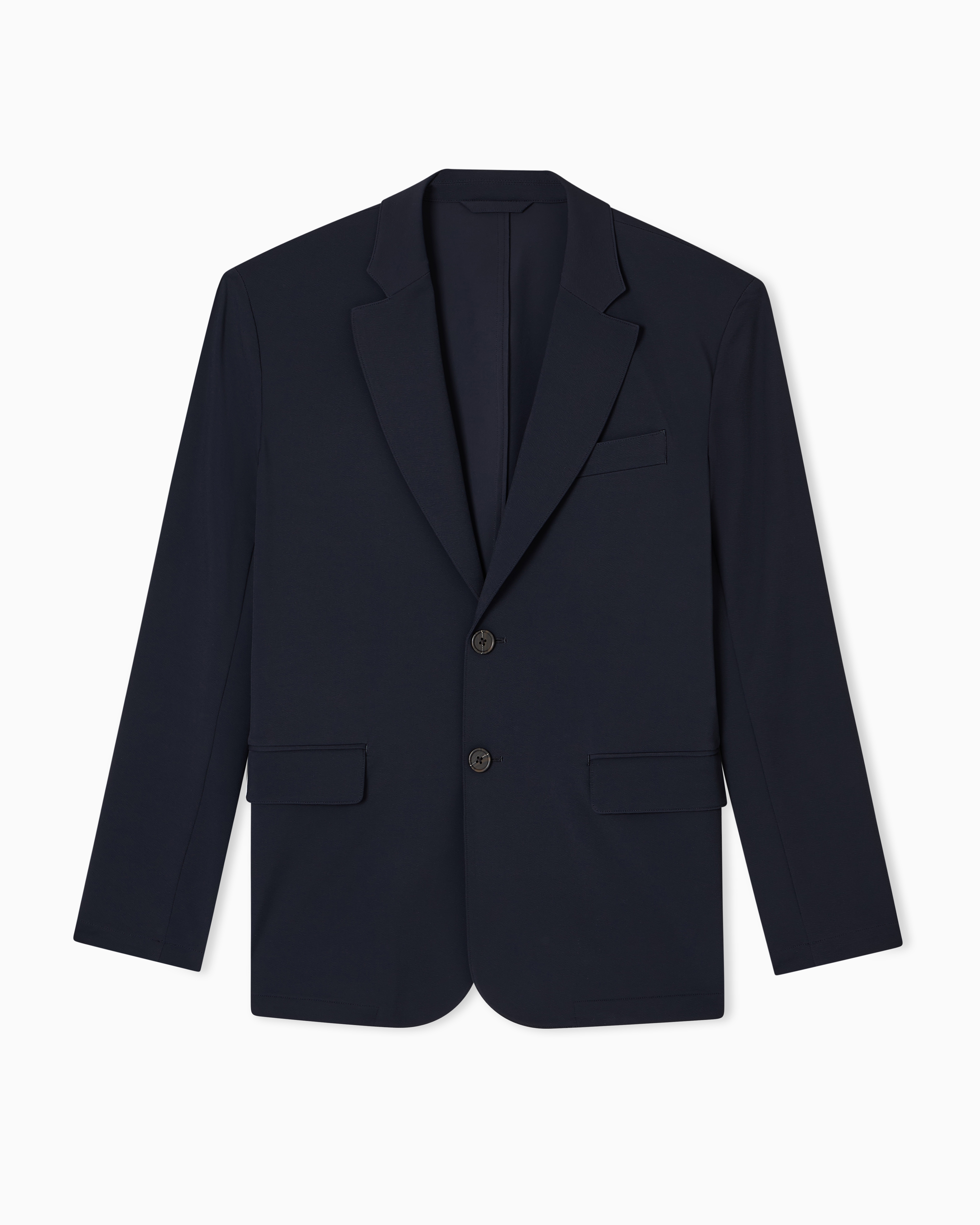 Emporio Armani - Travel Essentials nylon single-breasted blazer, Man, Navy Blue, Size: