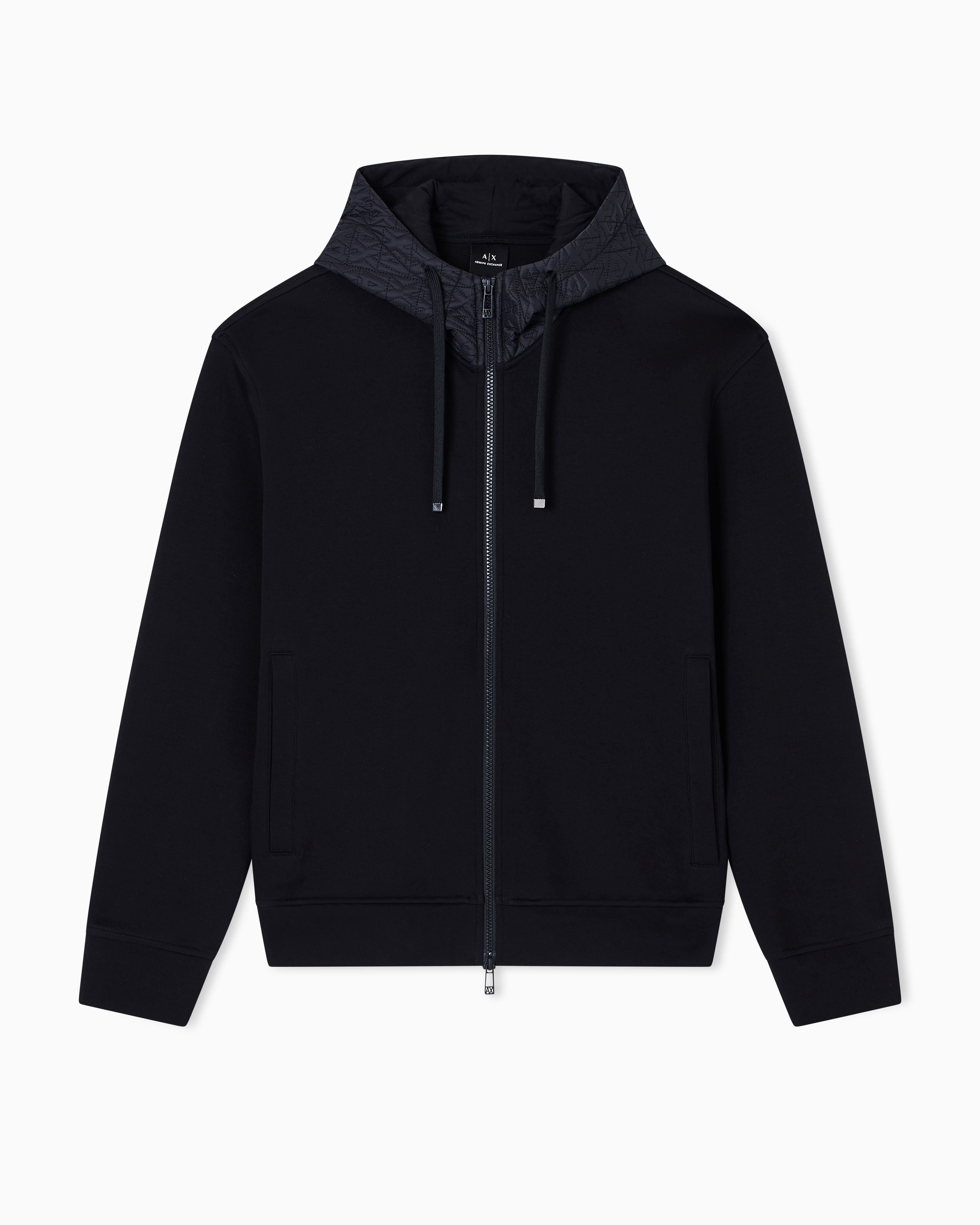 Armani Exchange - Zip-up sweatshirt with contrasting hood, Man, Black, Size: