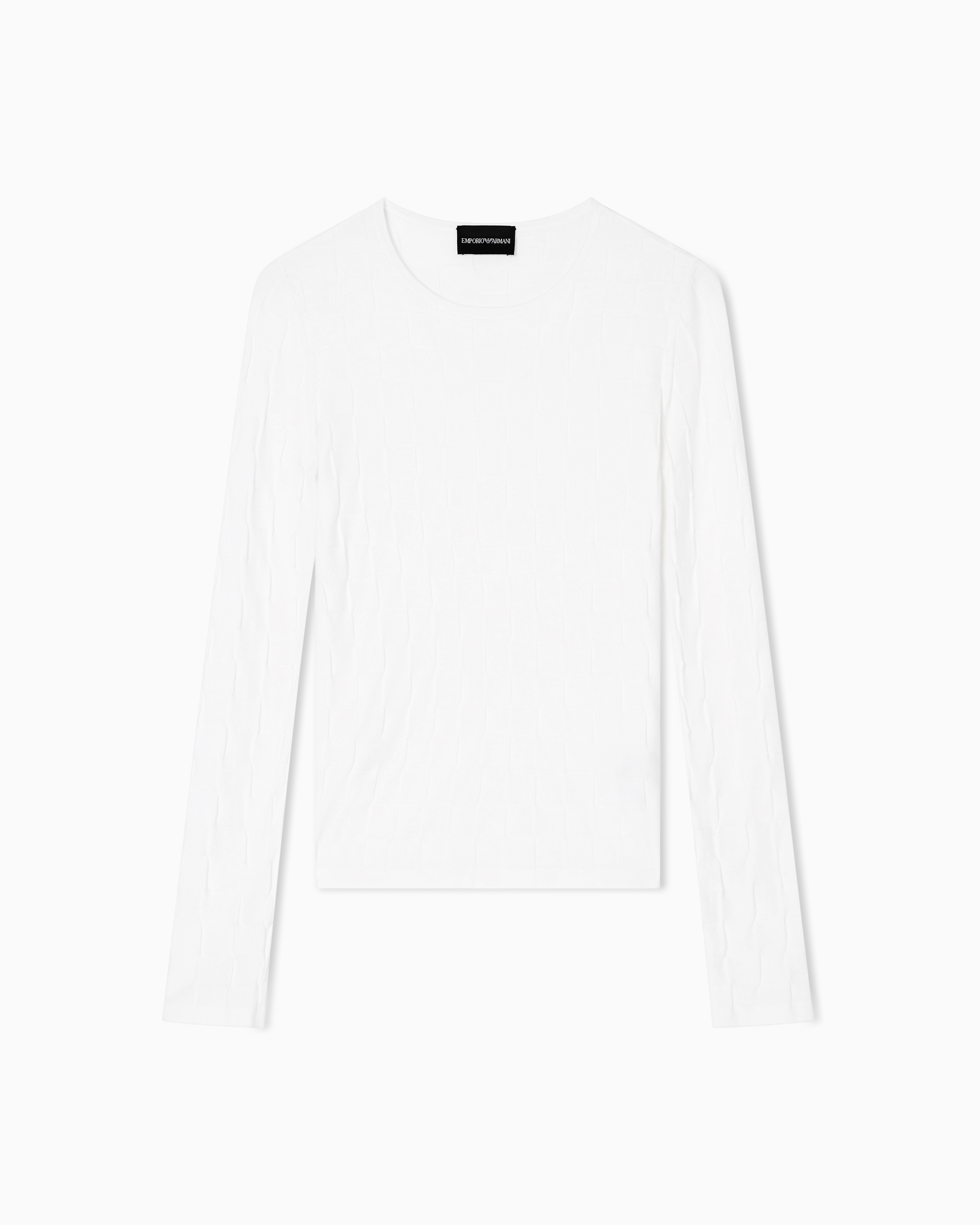 Emporio Armani Check-effect Knit Front And Back Viscose Jumper In White
