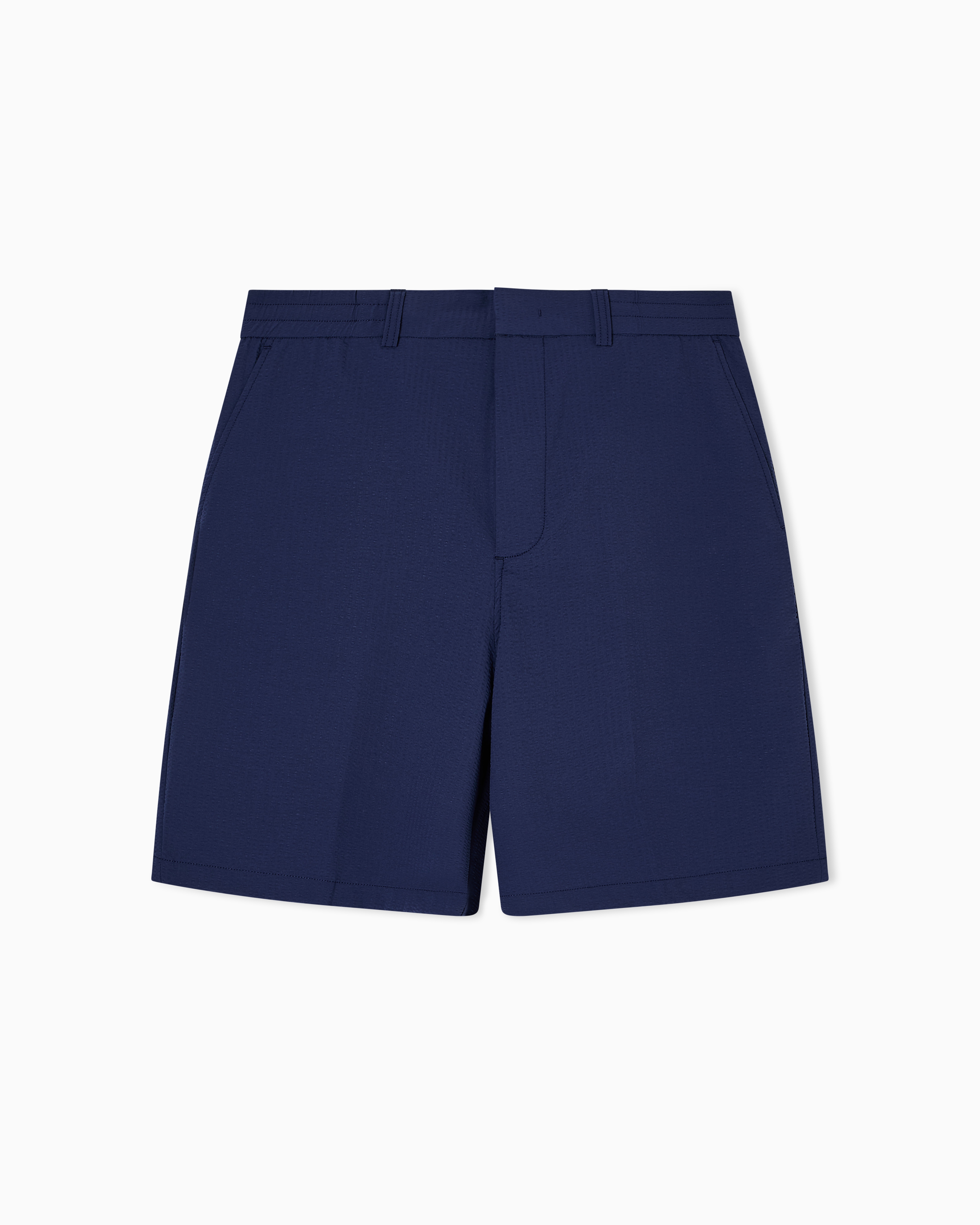 Emporio Armani - Seersucker nylon chino-style Bermuda shorts, Man, Blue, Size: