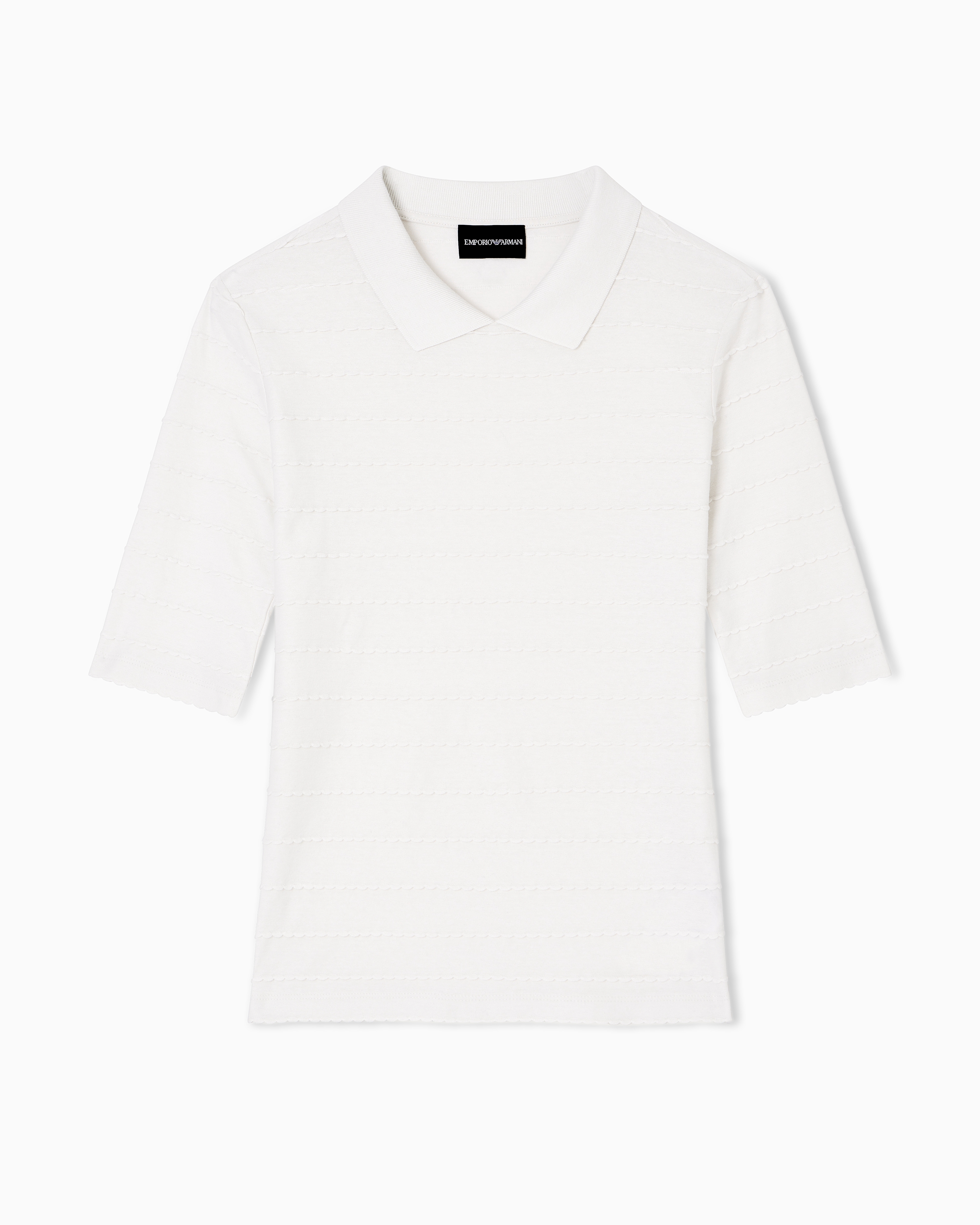 Emporio Armani - Jersey polo shirt with lace details, Woman, Beige, Size: