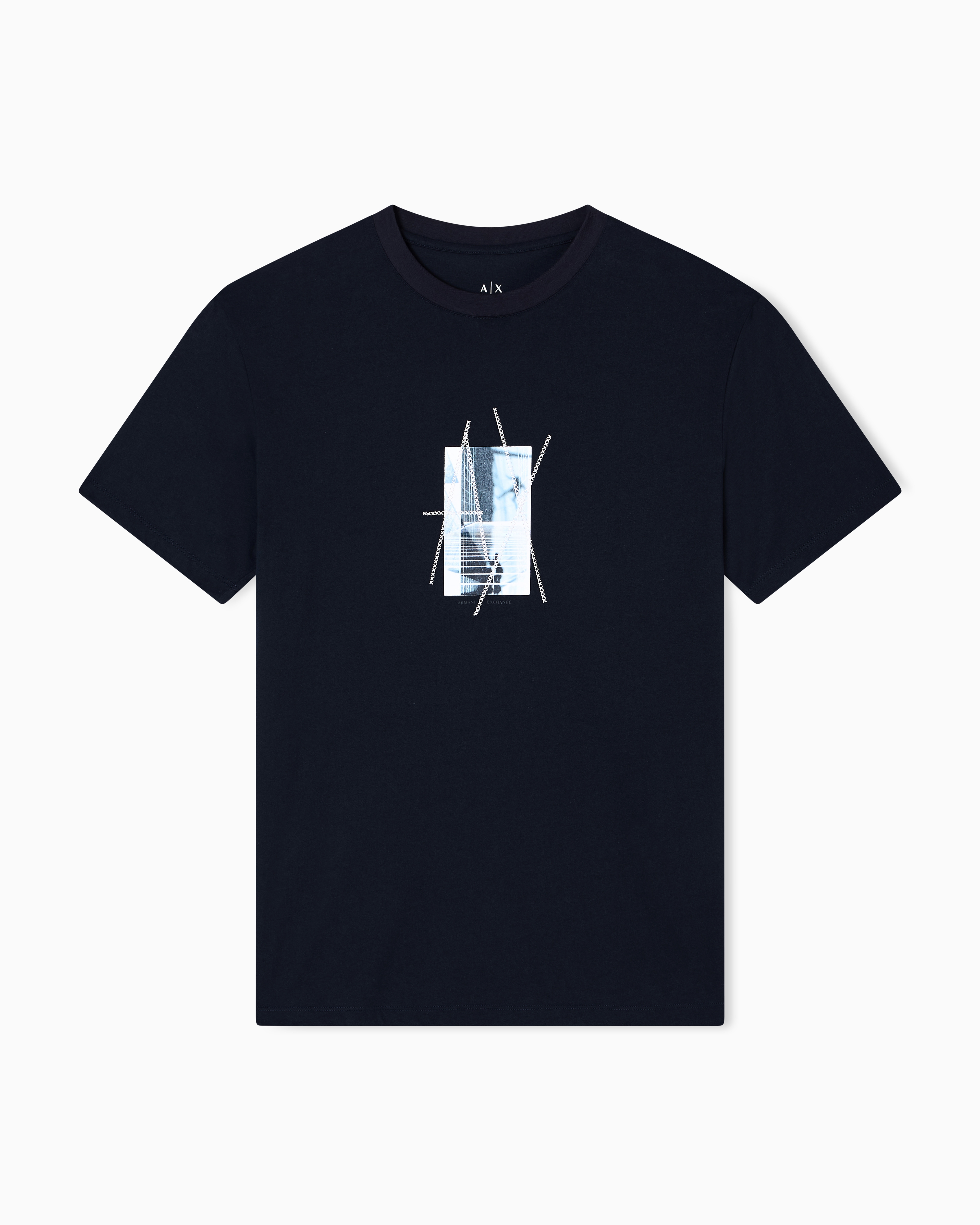 Armani Exchange - Regular fit graphic print T-shirt, Man, Navy Blue, Size: M
