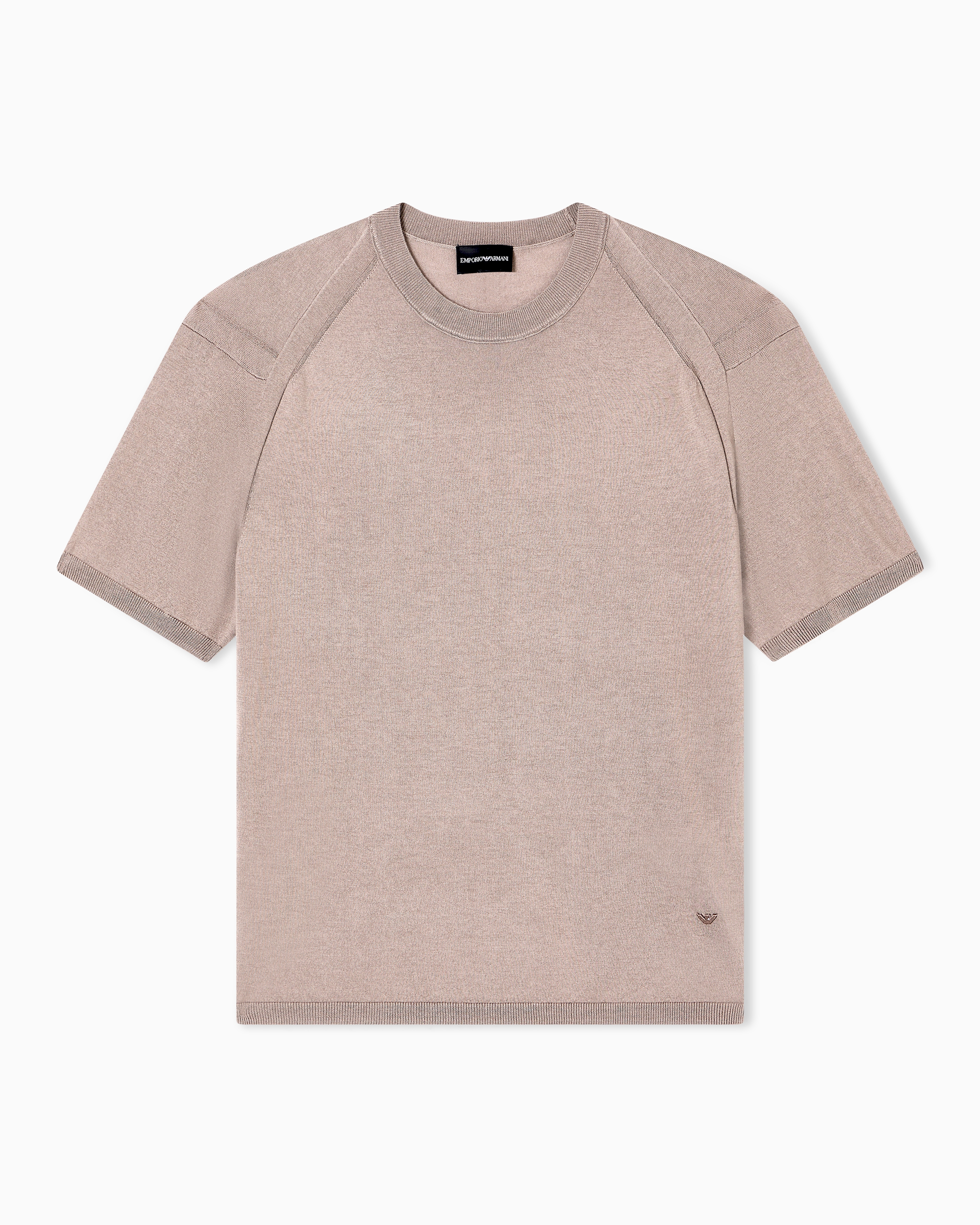 Emporio Armani Asv Plain-knit Jumper In A Lyocell And Wool Blend