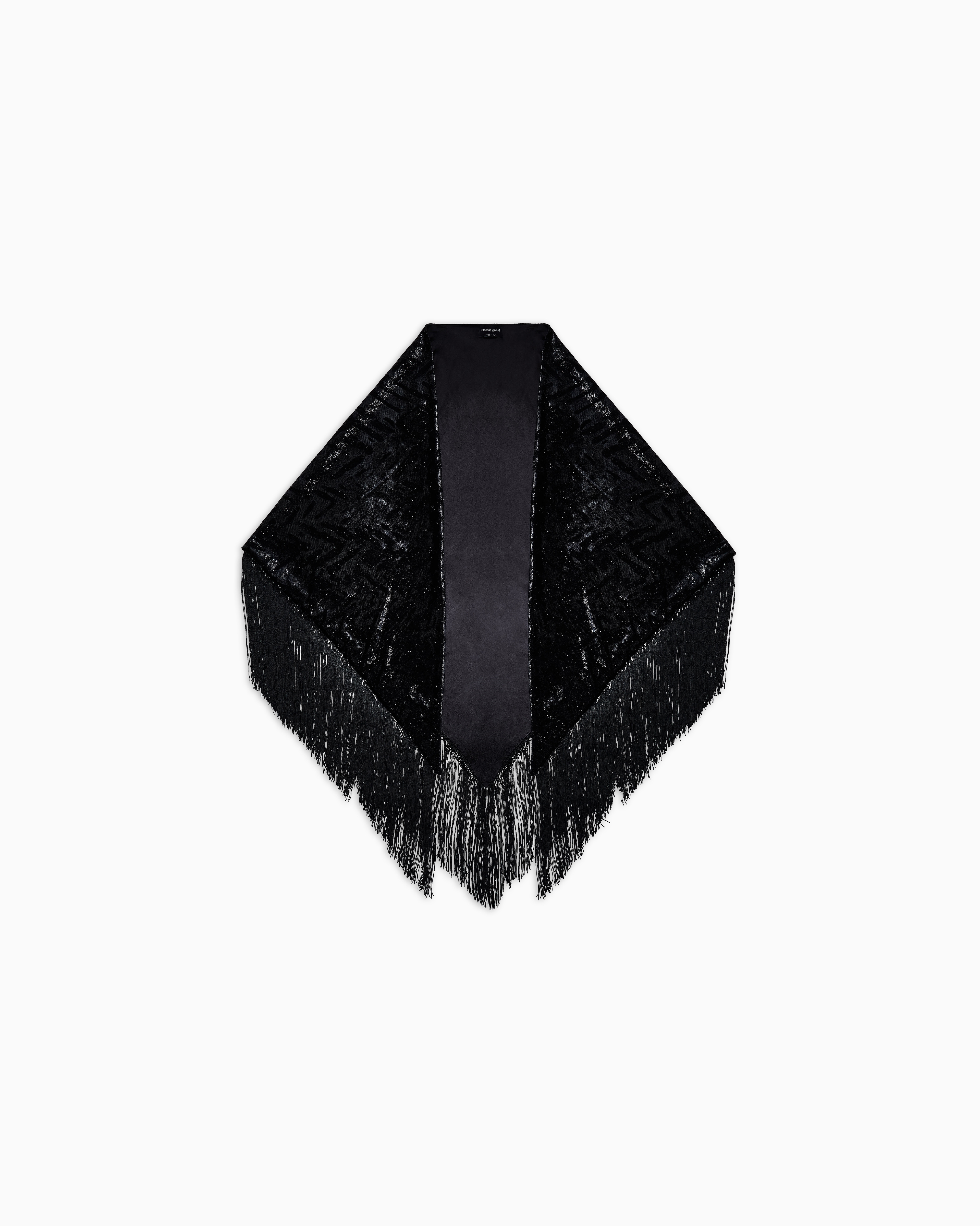 Laser-cut velvet shawl with fringes | Giorgio Armani