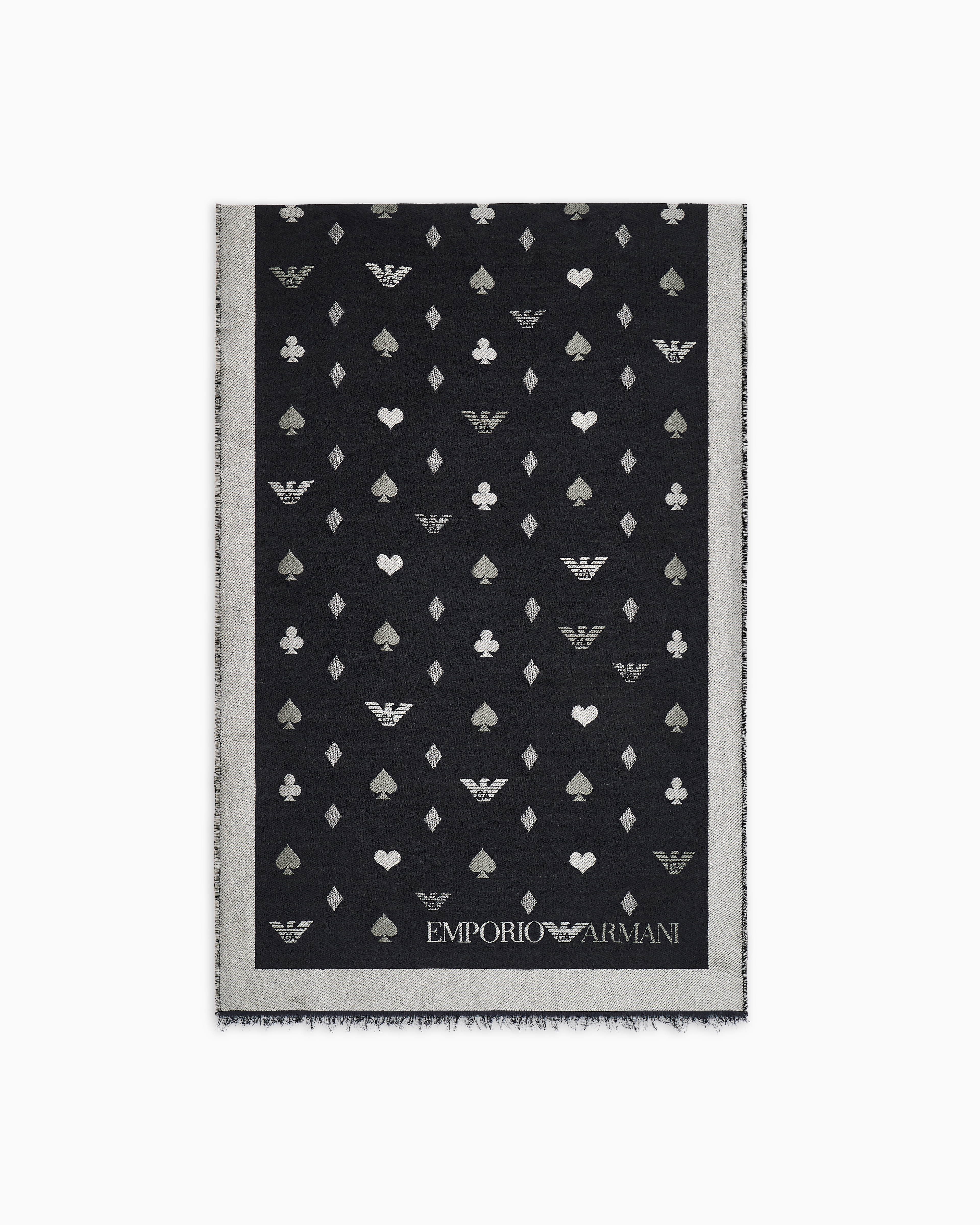 Emporio Armani Étole Double Face En Mélange De Laine Jacquard