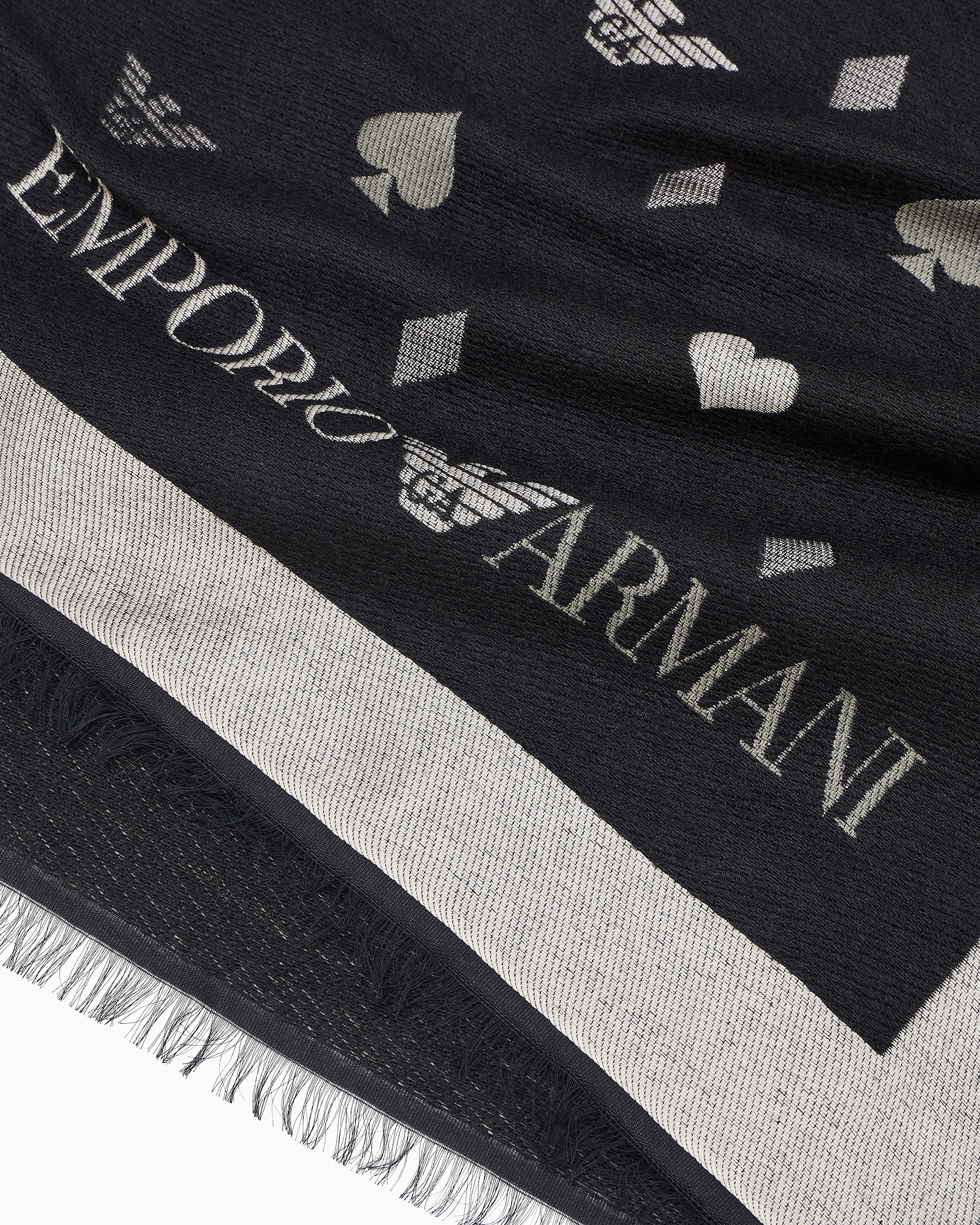 Emporio Armani Étole Double Face En Mélange De Laine Jacquard
