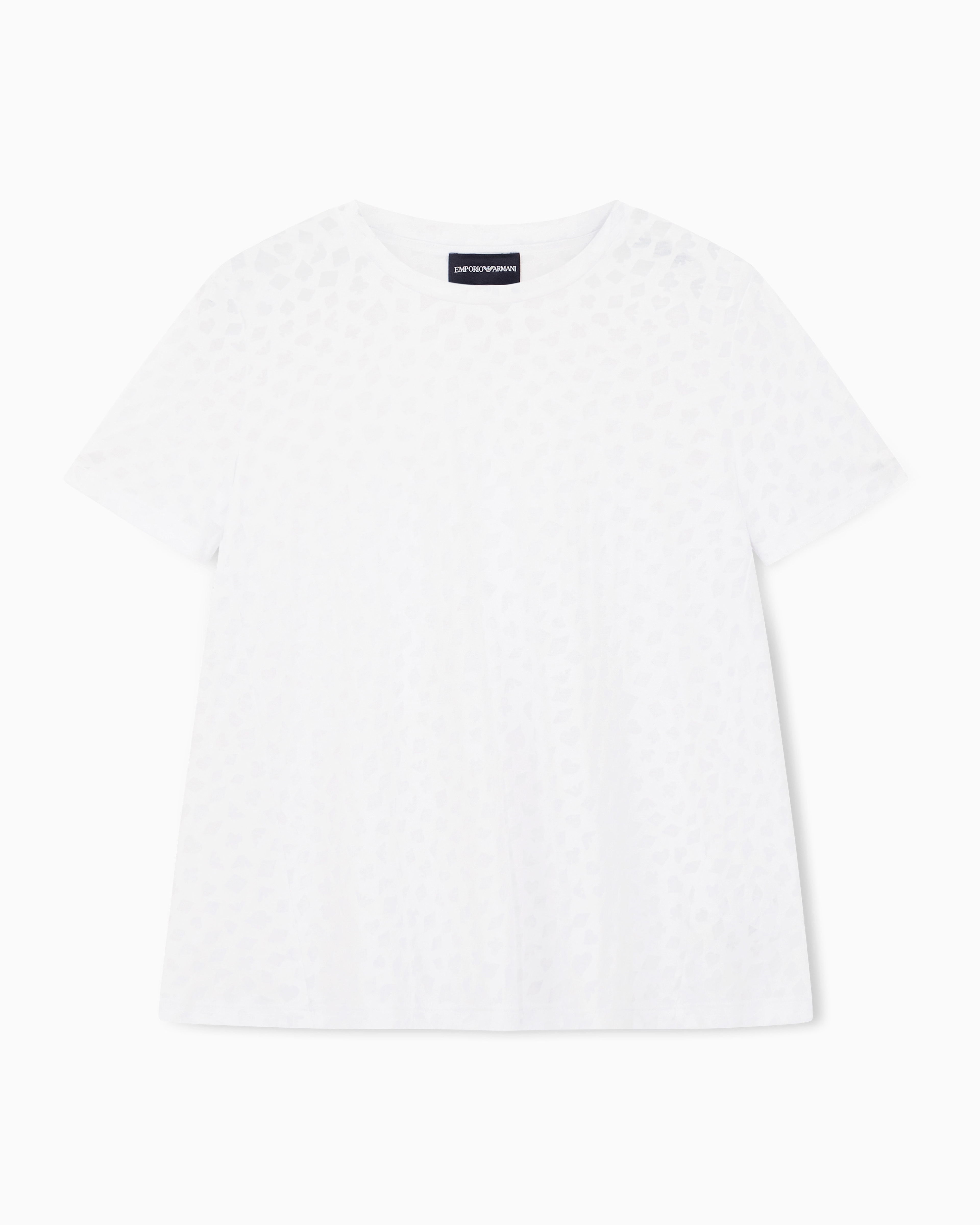 Emporio Armani - Jeu de Cartes devoré jersey T-shirt, Woman, White, Size: