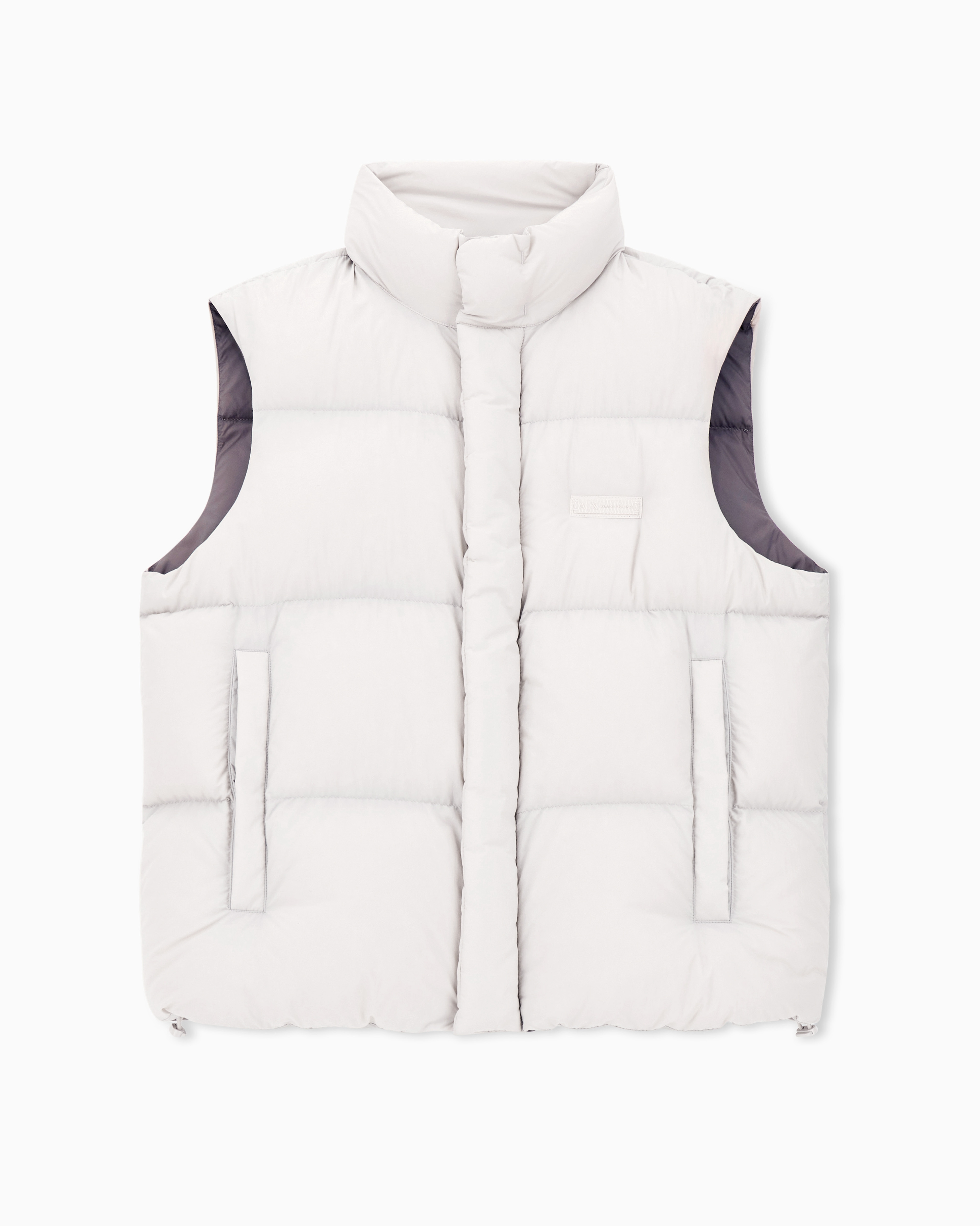 Armani Exchange Full Zip Sleeveless Down Jacket In Neutral