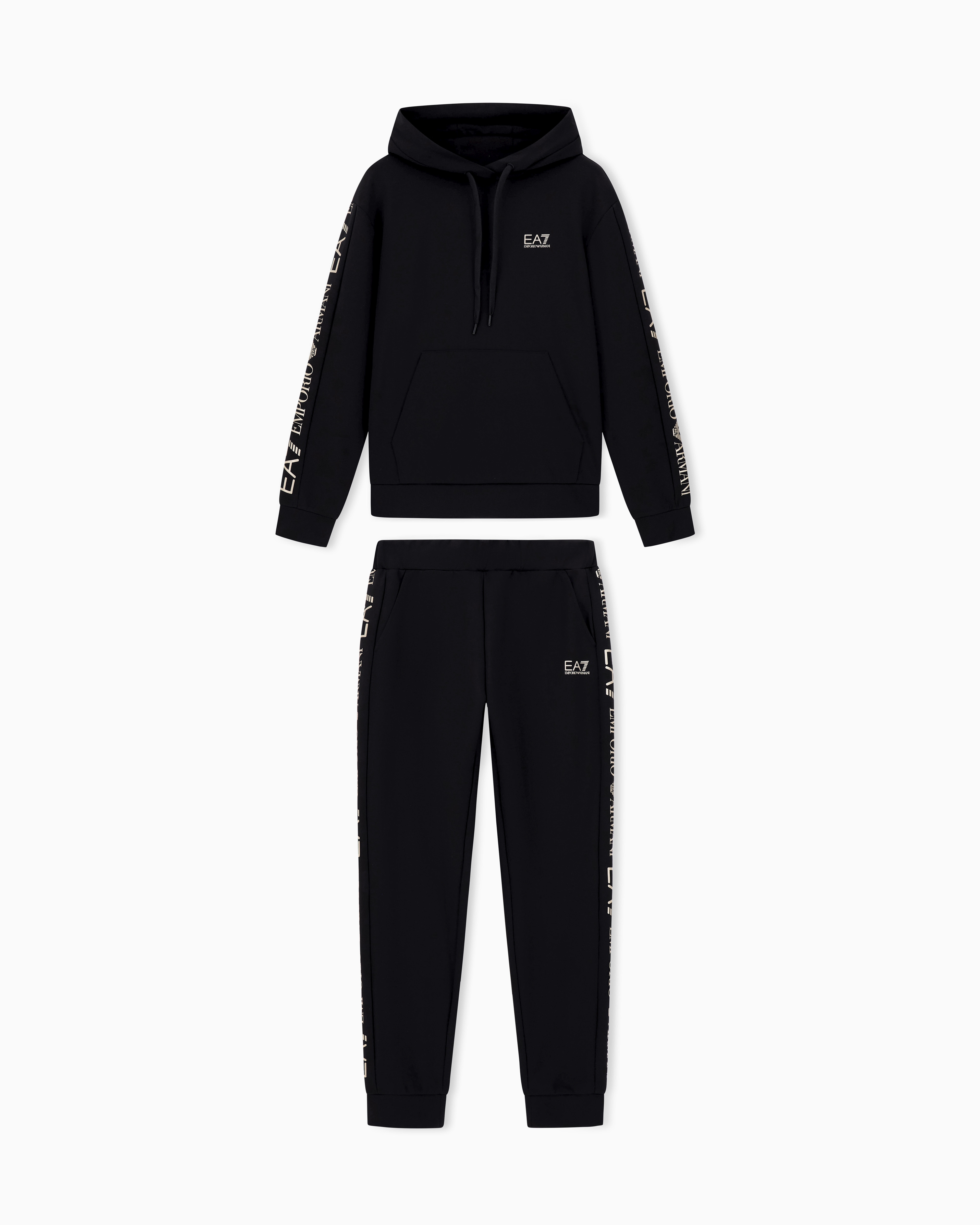 Ea7 Survêtement En Mélange De Coton In Black