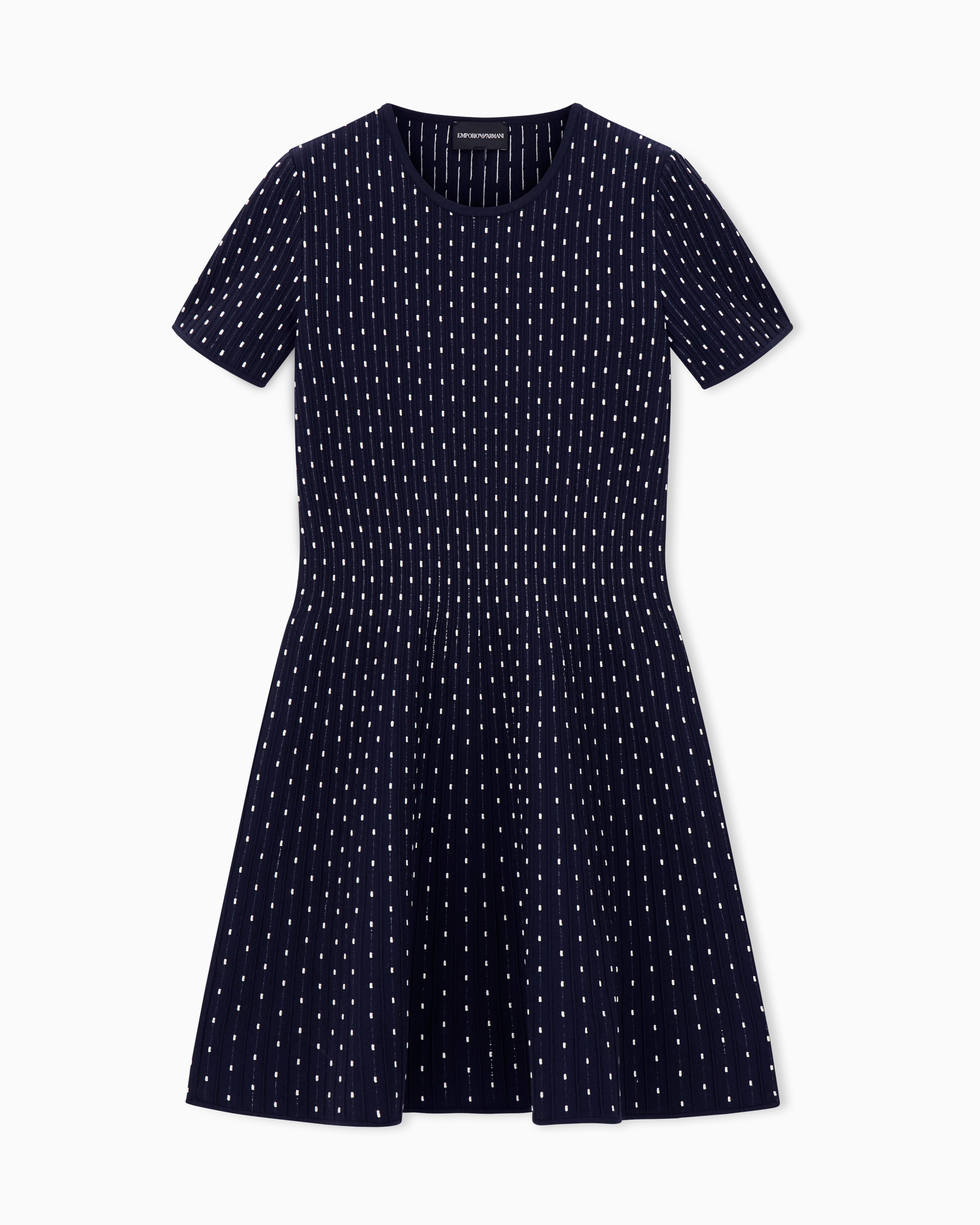 Emporio Armani Robe Courte En Maille Unie De Viscose Jacquard À Pois