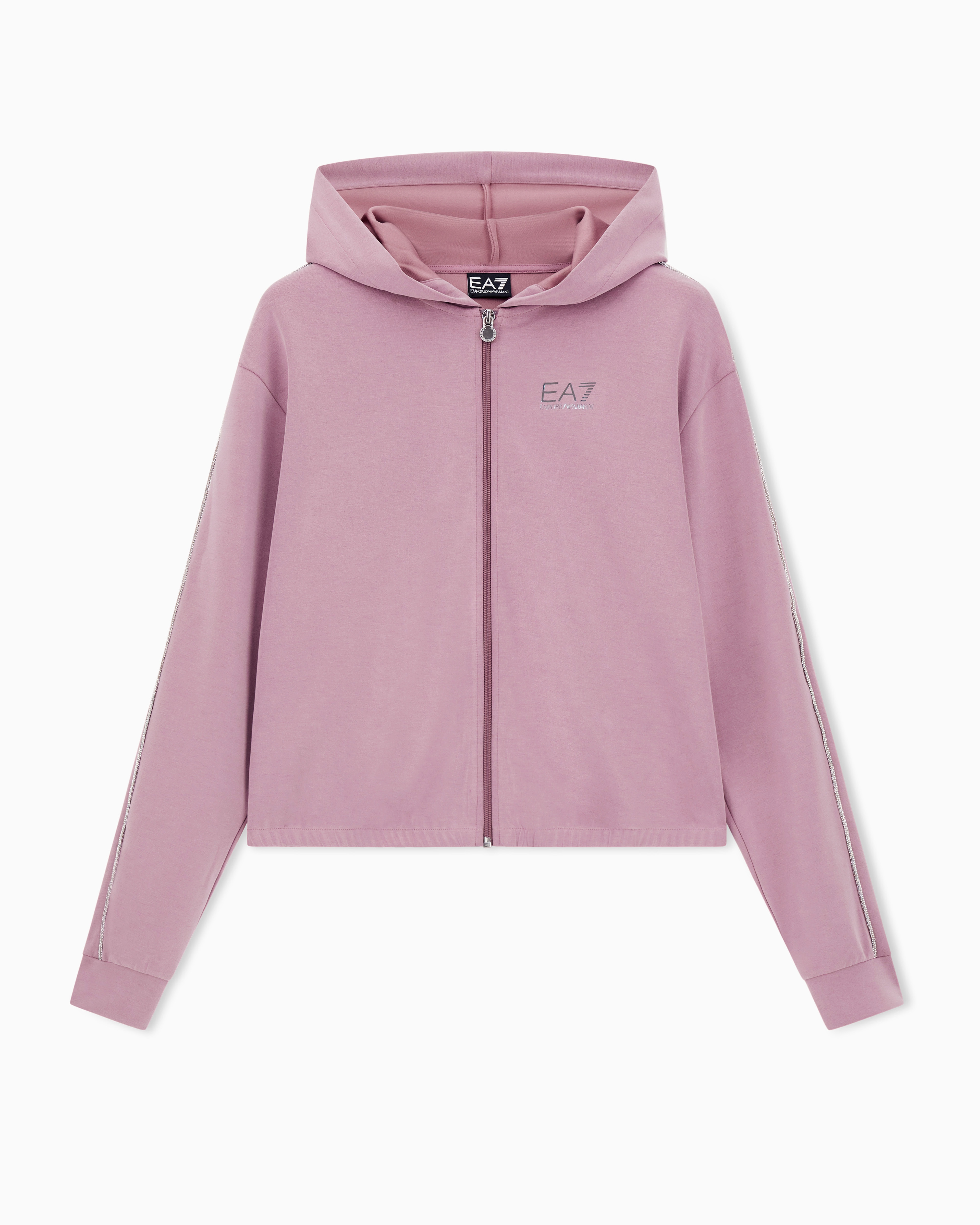 Ea7 Sweat-shirt Façon Cardigan Precious En Interlock De Modal Stretch