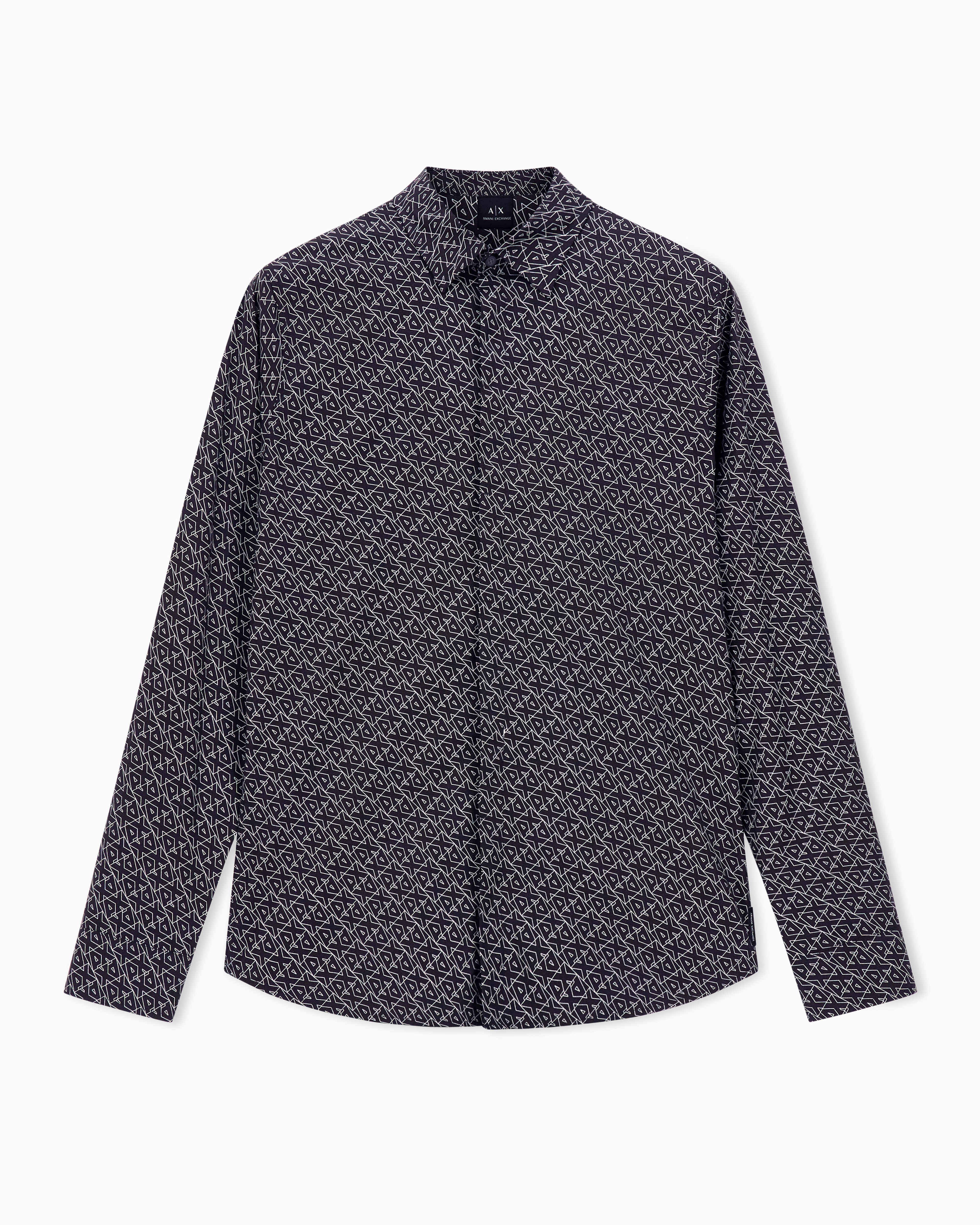 Armani Exchange - Slim fit micro-pattern shirt, Man, Black, Size: M