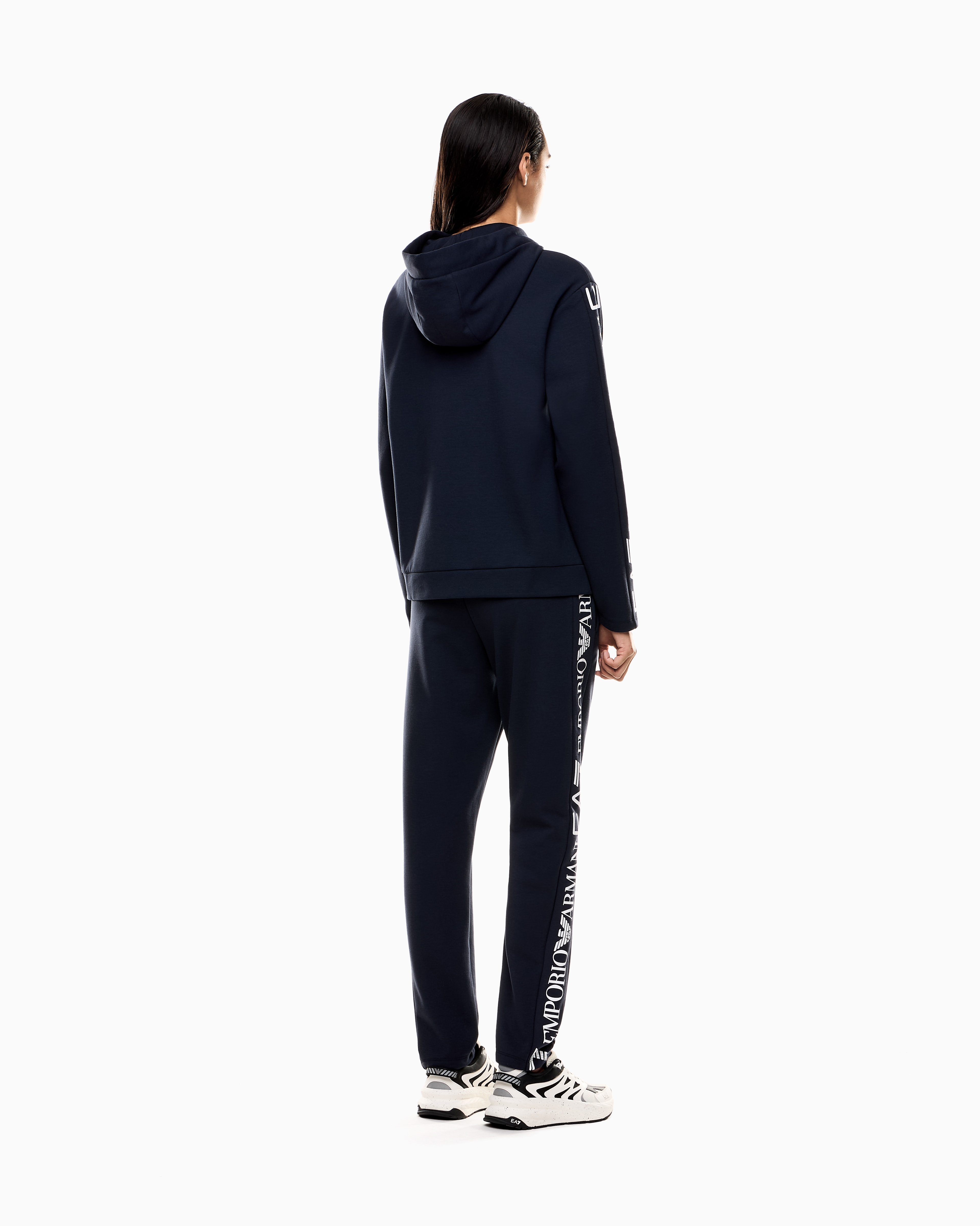 Ea7 Stretch Cotton-jersey Tracksuit With Logo In Blue