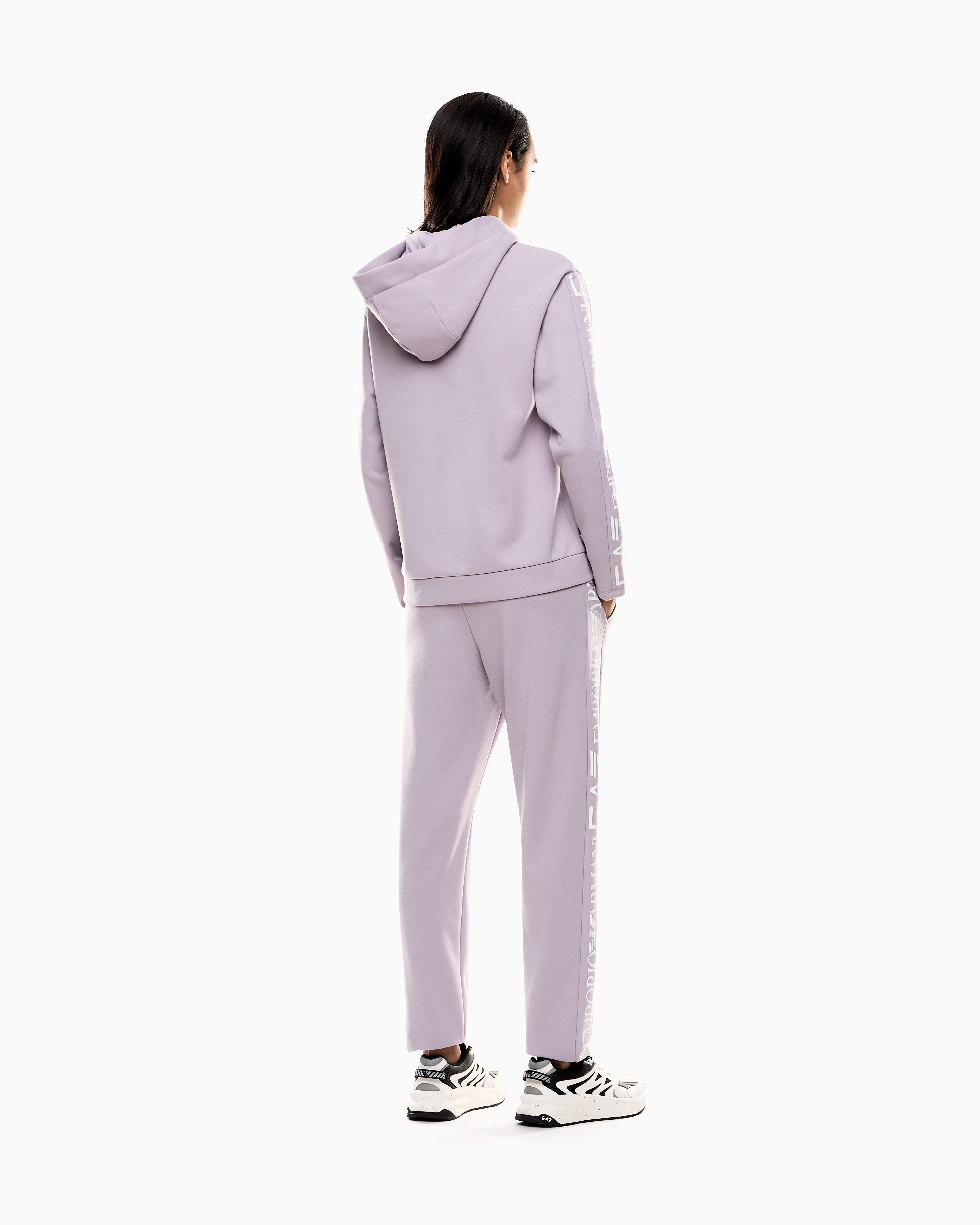 Ea7 Stretch Cotton-jersey Tracksuit With Logo In Purple