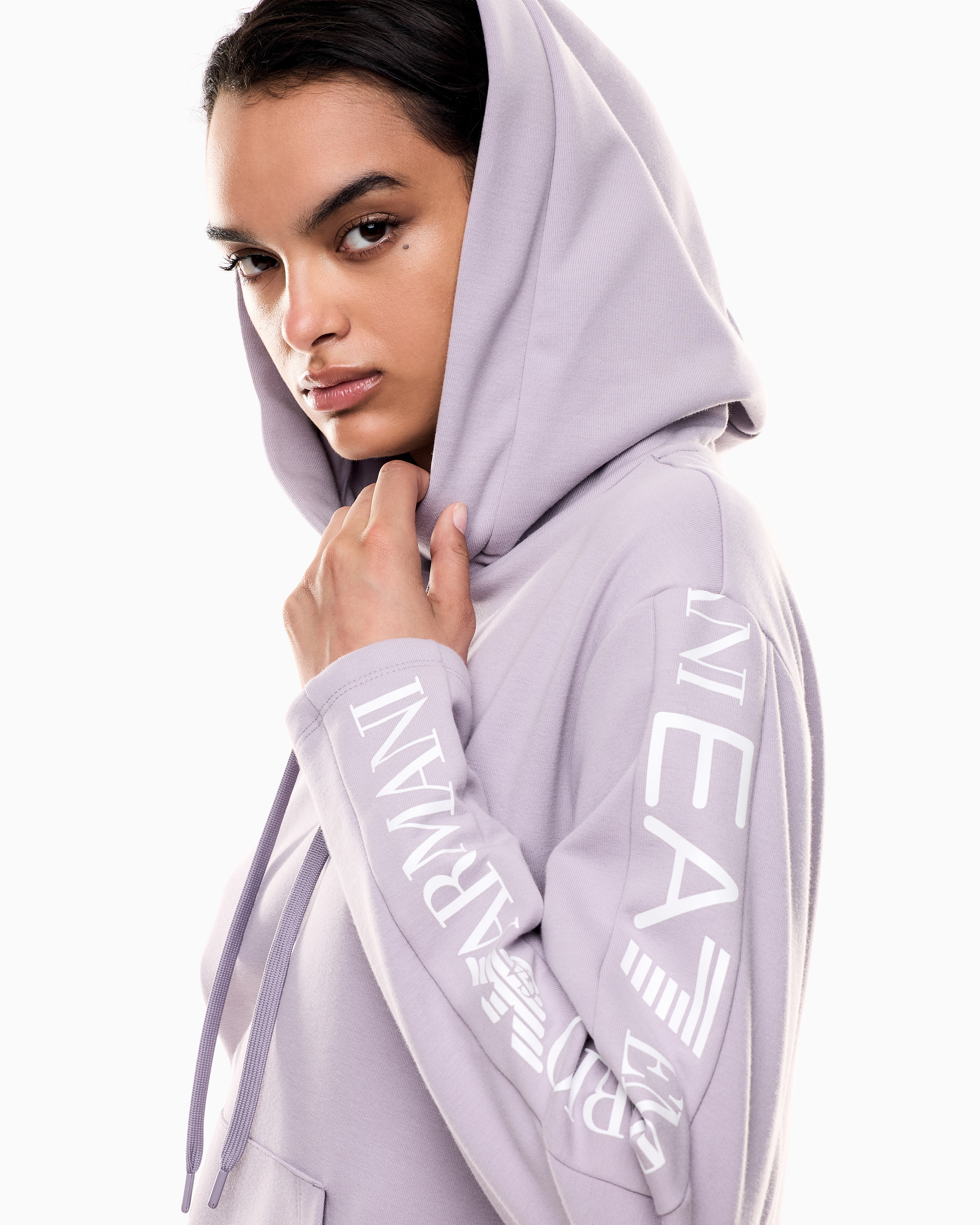 Ea7 Stretch Cotton-jersey Tracksuit With Logo In Purple