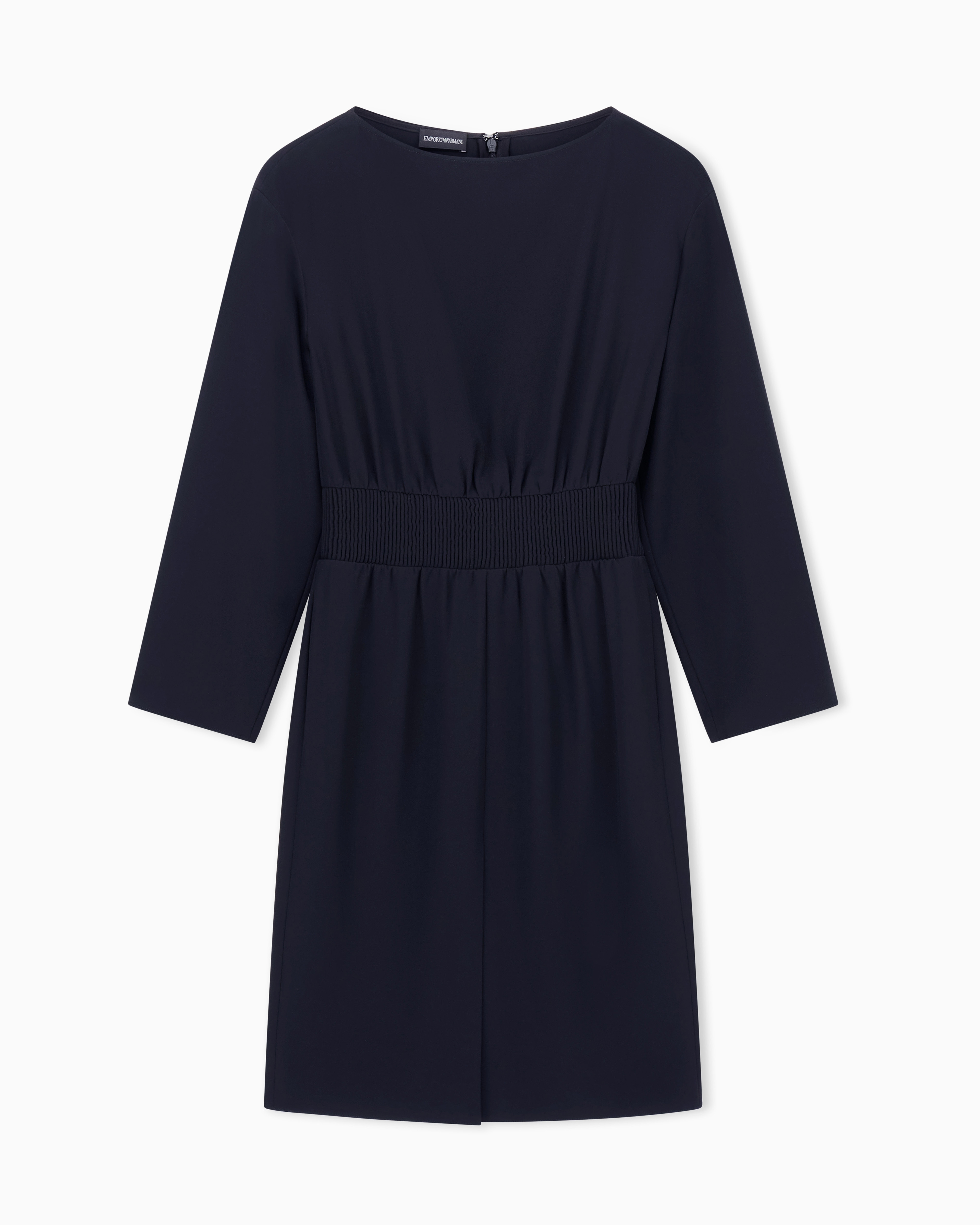 Emporio Armani Technical-cady Dress With Elasticated Waist In Blue