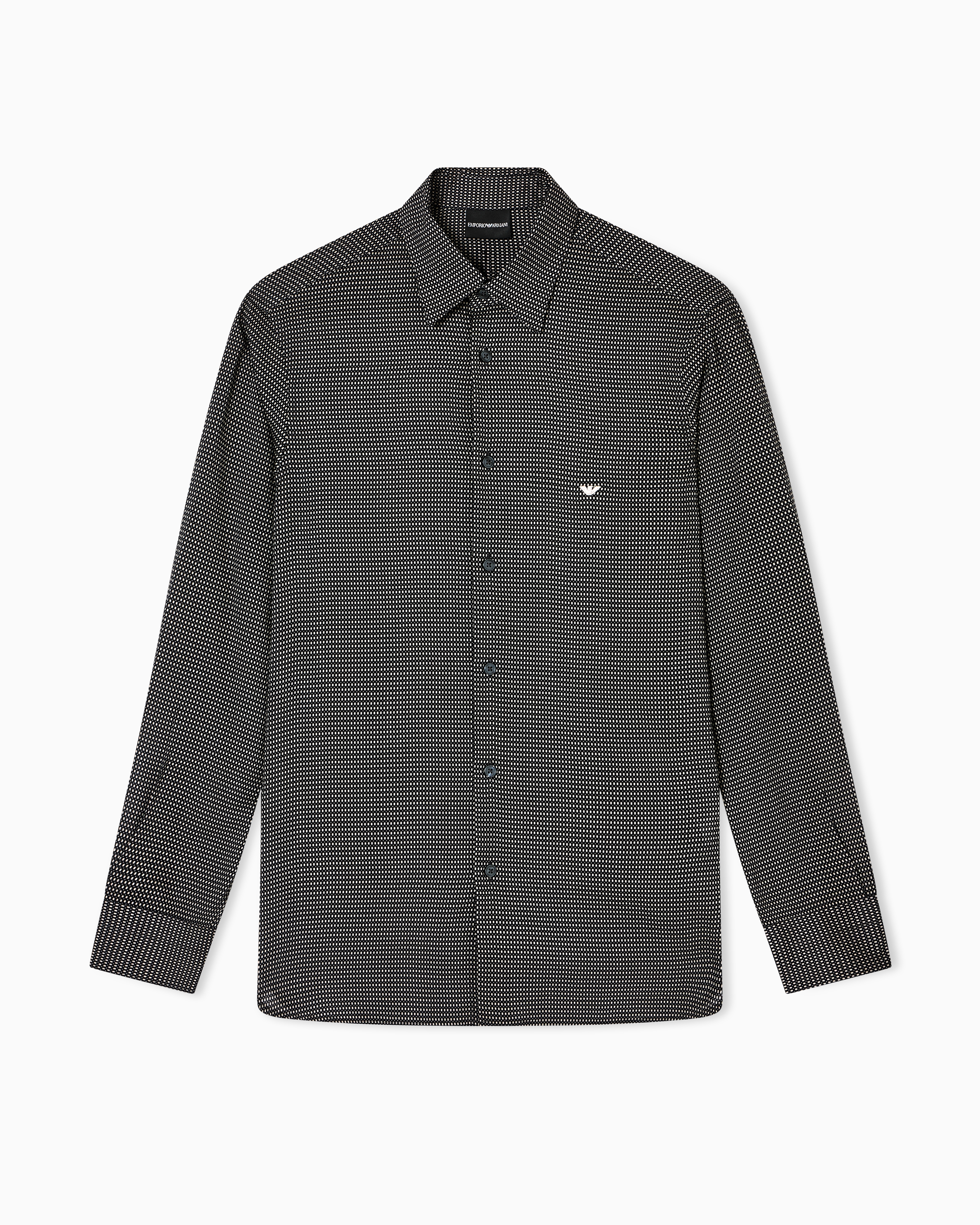 Emporio Armani Lyocell Shirt With A Patterned Print In Black