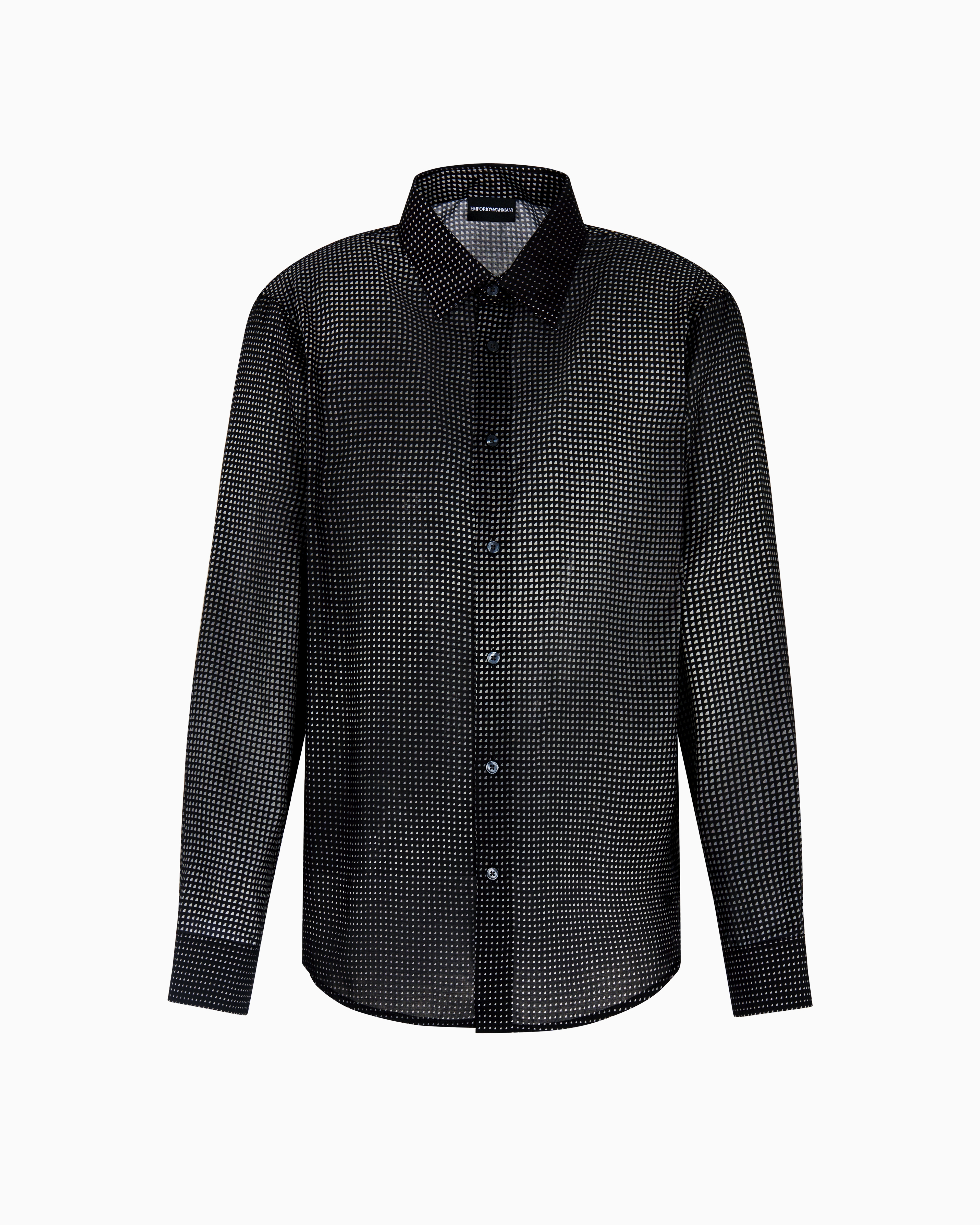 Emporio Armani Asv Lyocell Shirt With All-over Micro-pattern Print